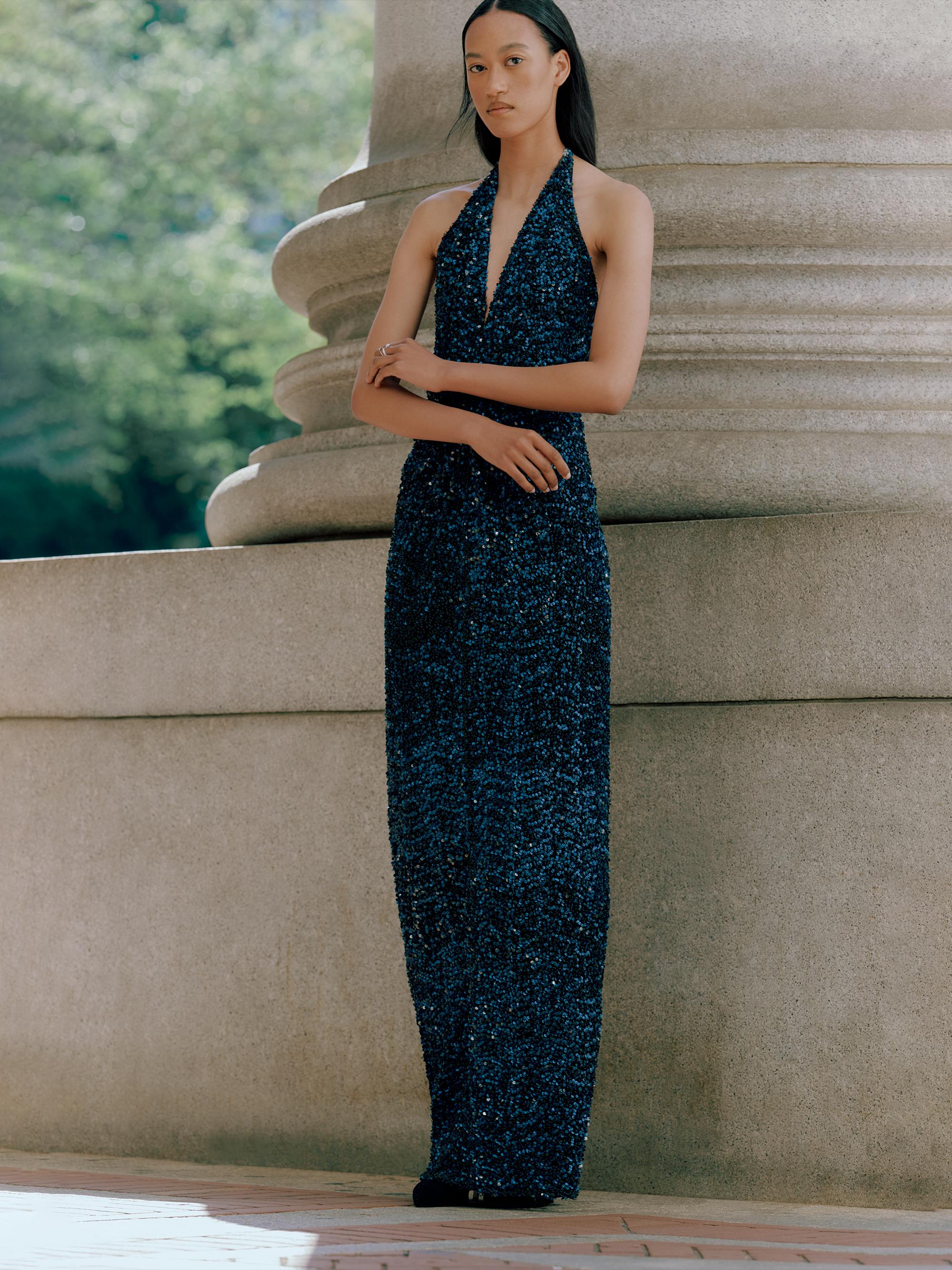 Silvia Tcherassi Aiko Sequined Halter Gown | Saks Fifth Avenue
