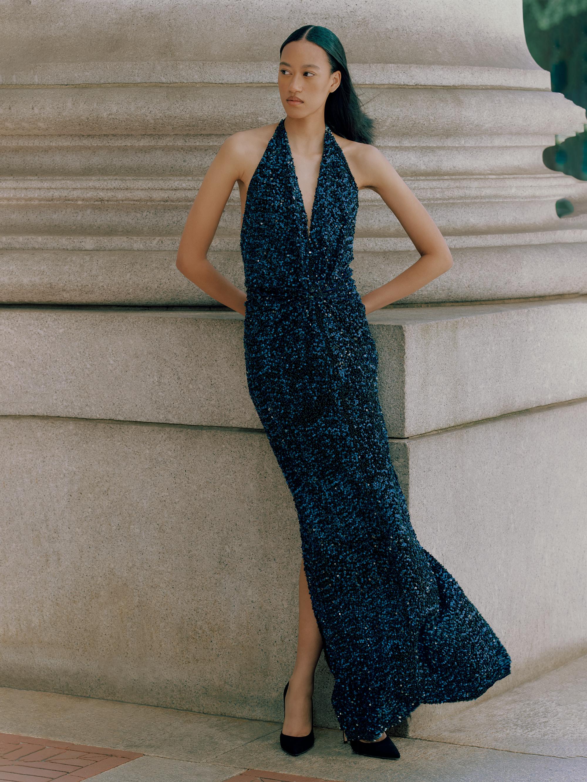Silvia Tcherassi Aiko Sequined Halter Gown | Saks Fifth Avenue