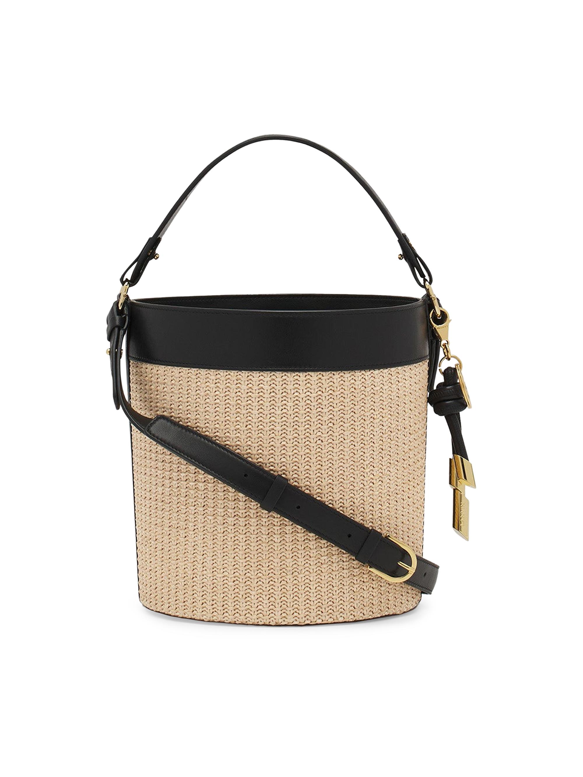 Lanvin Women's Sequence Raffia Bucket Bag - Natural Black