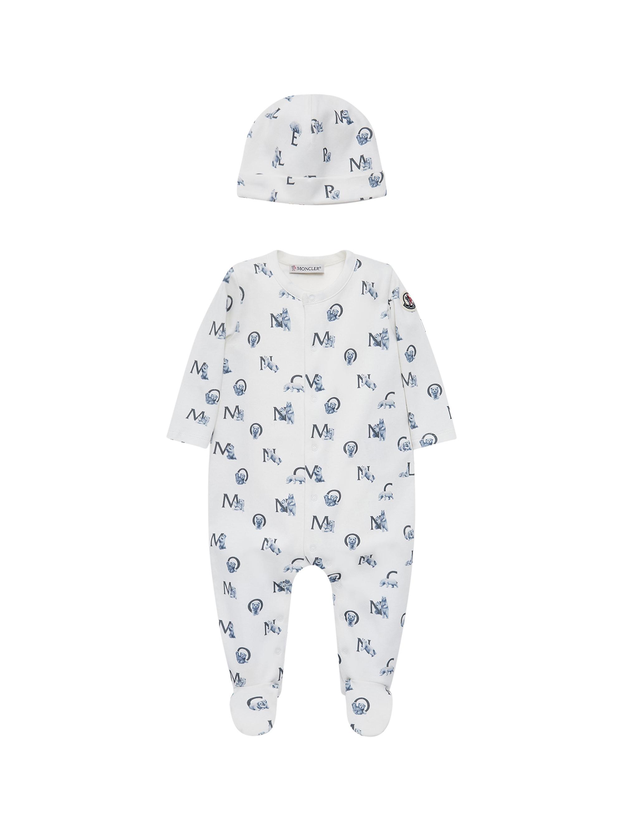 Baby's Set in Cotton - White Blue - Size 9 Months