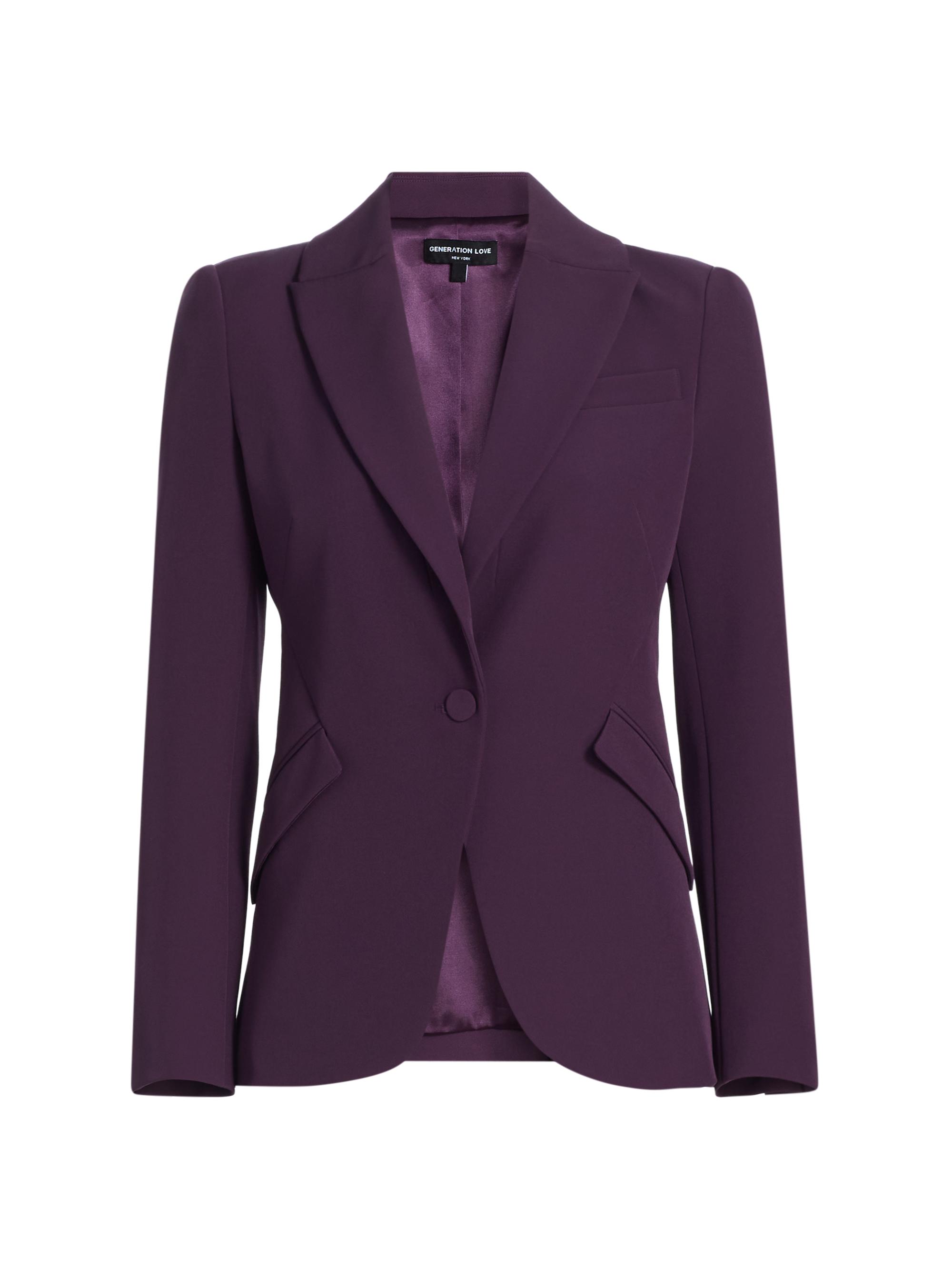 Generation Love Women's Vera Crepe Single-Breasted Blazer - Eggplant