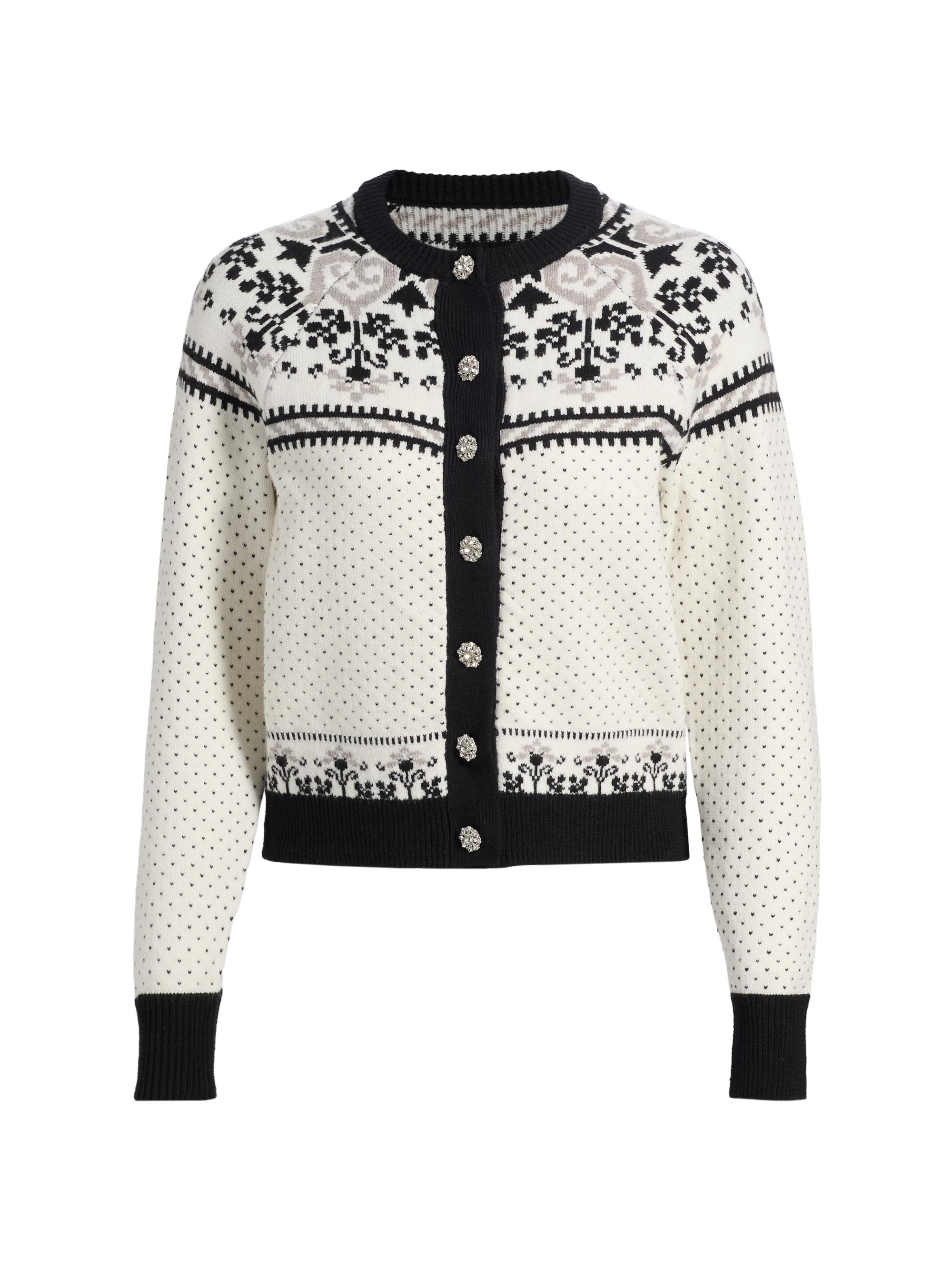 Generation Love Women's Sade Fair Isle-Inspired Cardigan - Black  Grey