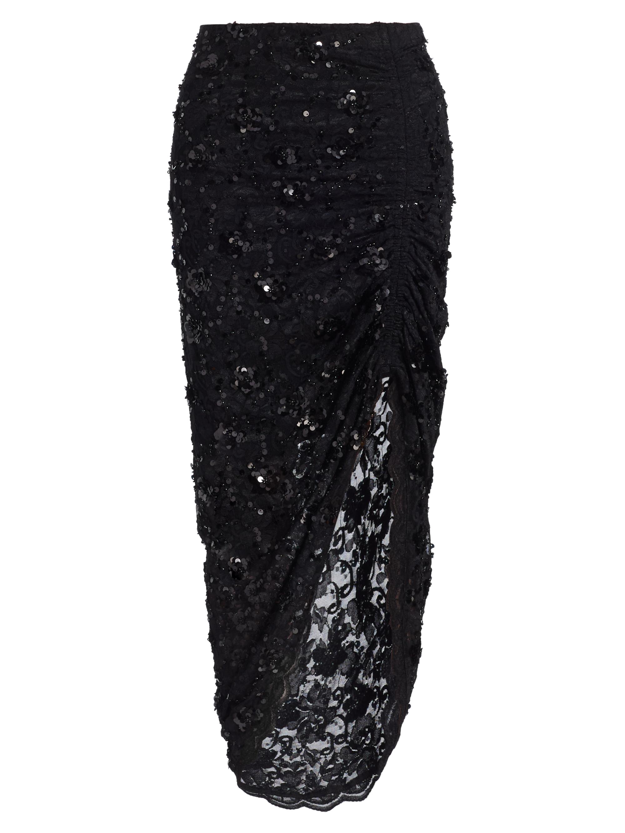 Generation Love Women's Nellia Asymmetric Sequined Lace Midi-Skirt - Black