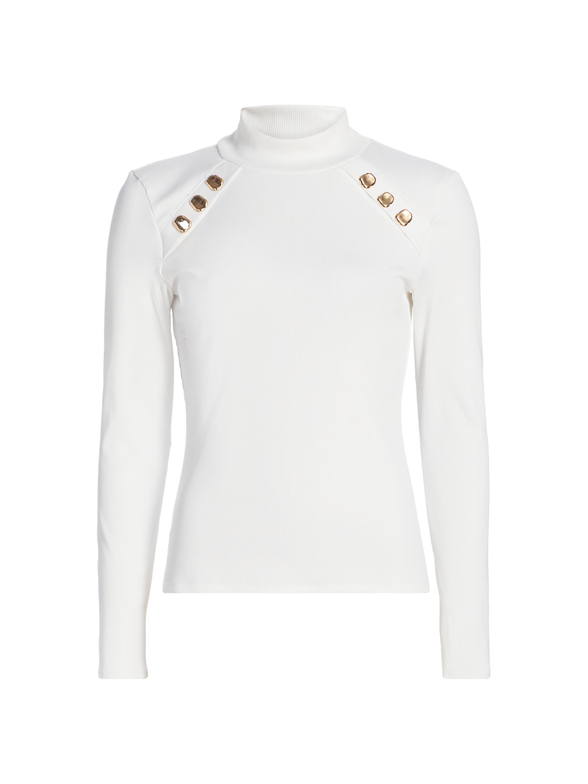 Generation Love Women's Anika Rib-Knit Long-Sleeve Top - White