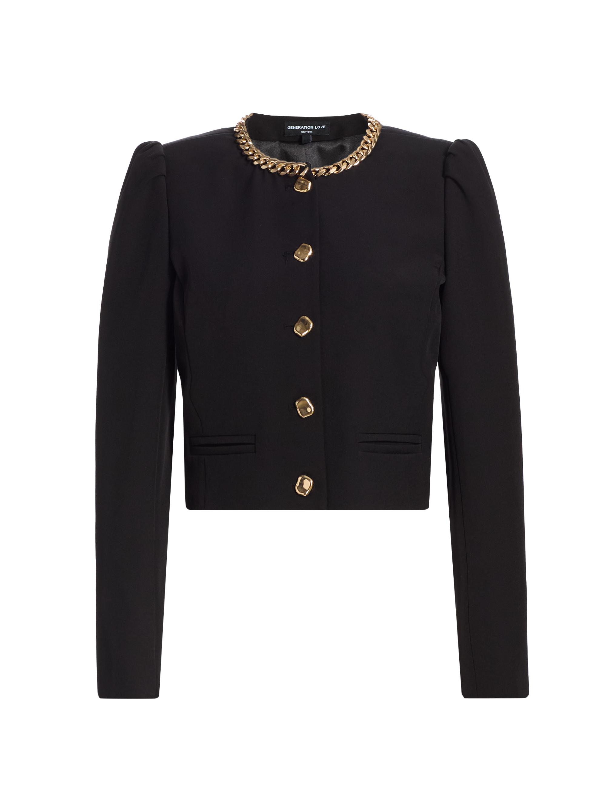 Generation Love Women's Chiara Chain-Embellished Crepe Jacket - Black