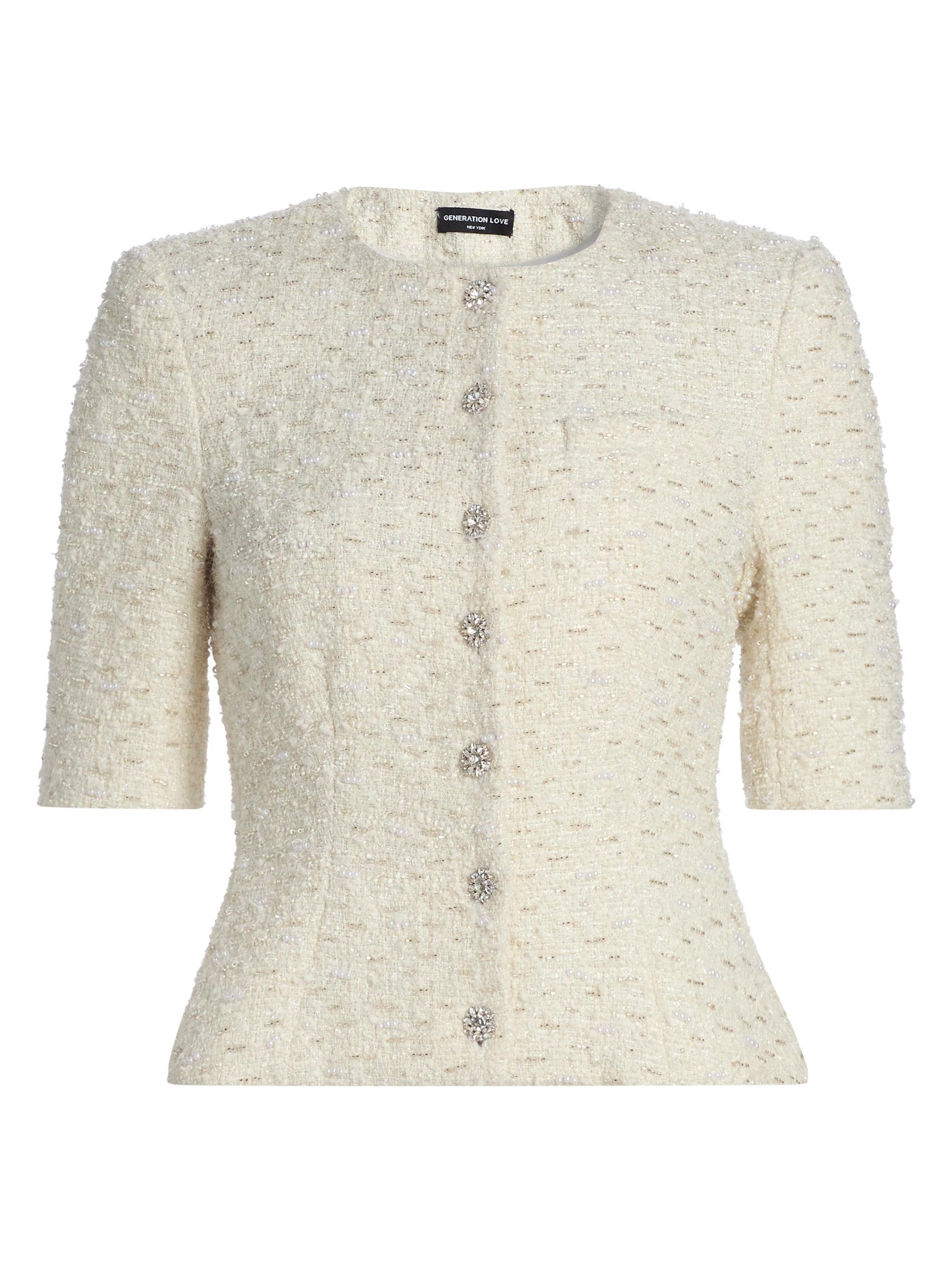 Generation Love Women's Tashi Short-Sleeve Tweed Jacket - Cream