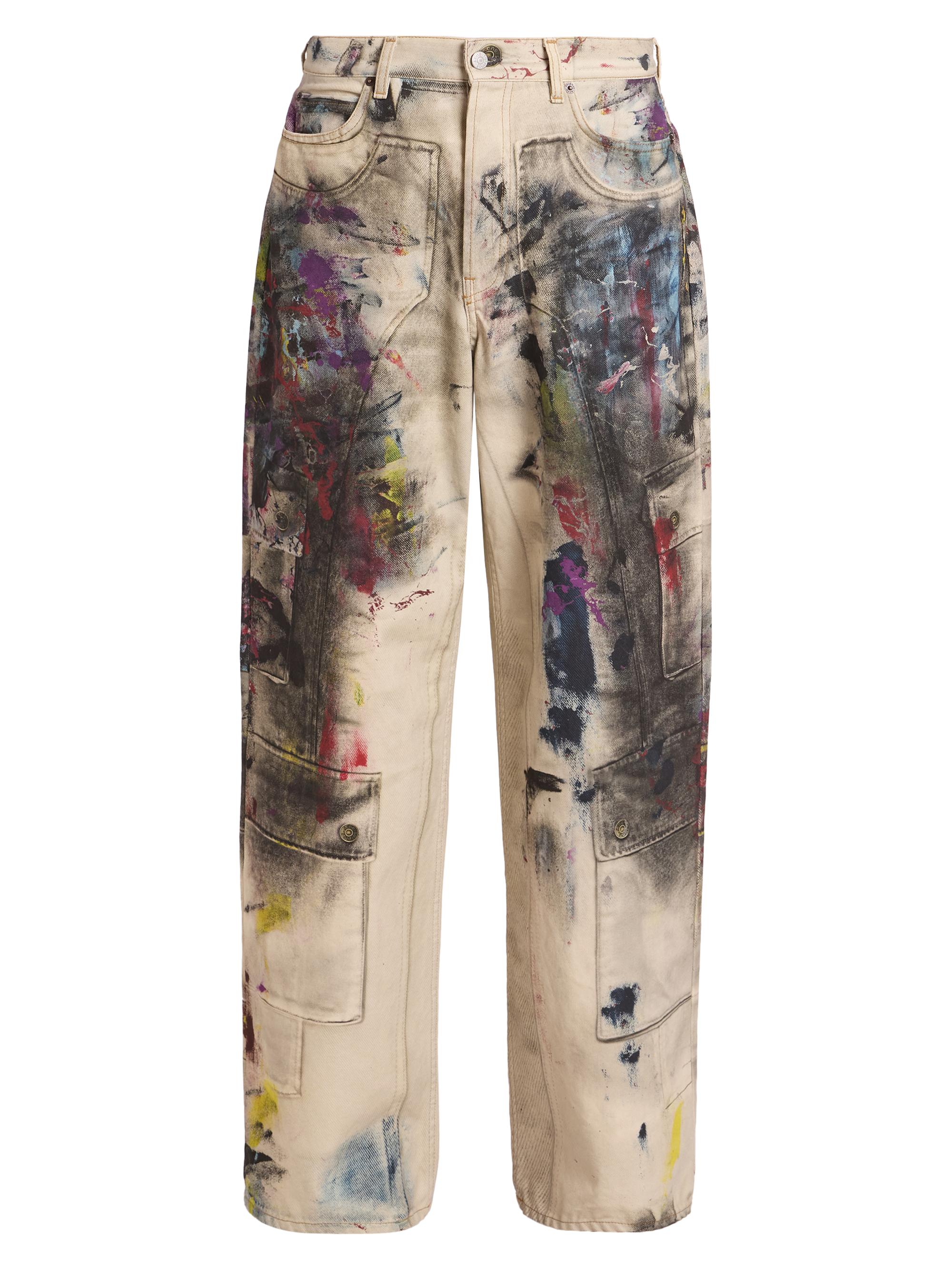 Acne Studios Men's Paint Splash Cotton Pants - White Multi