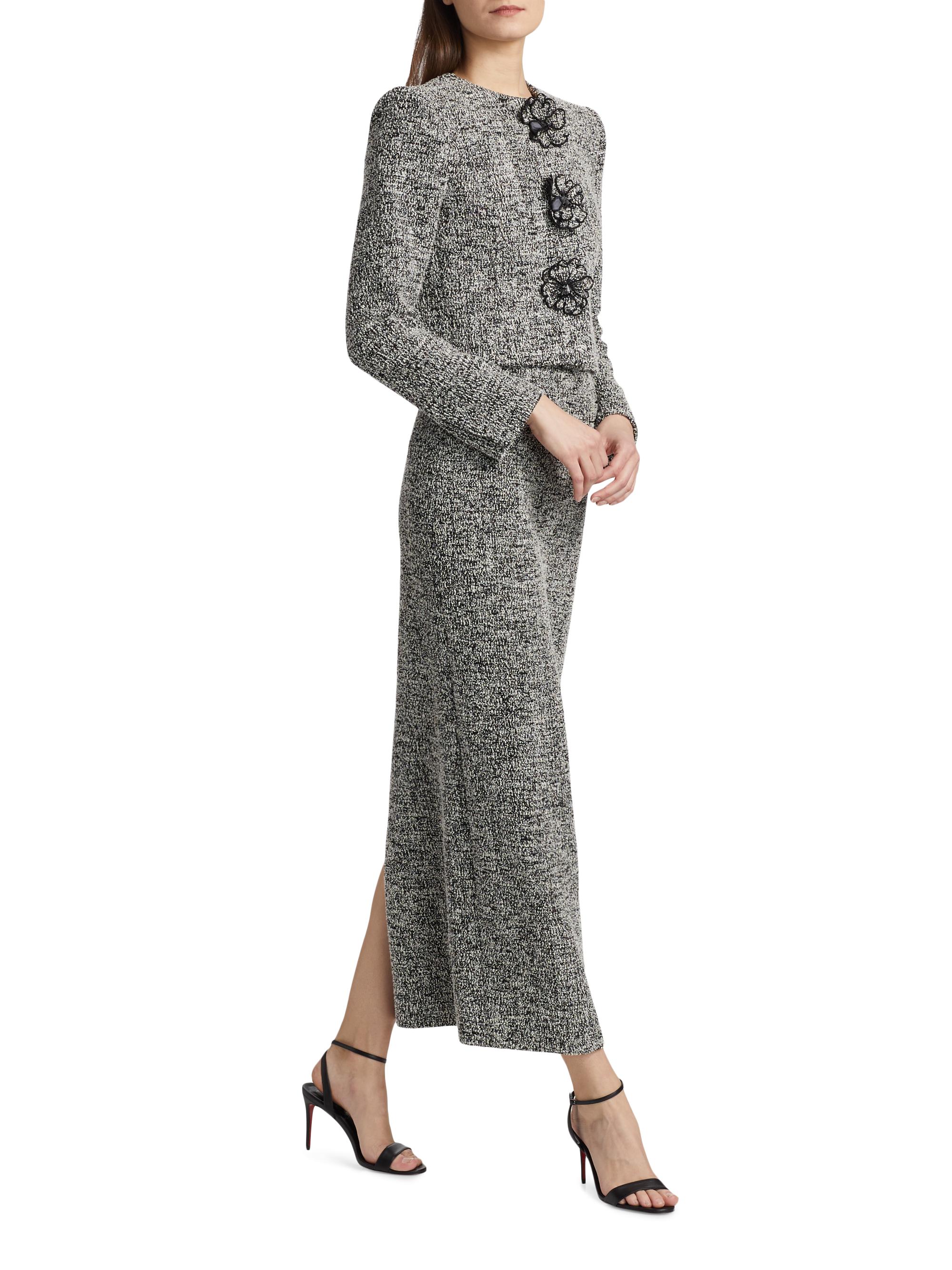 Oscar de la Renta Tweed Boucle-Knit Jersey Maxi Skirt | Saks Fifth