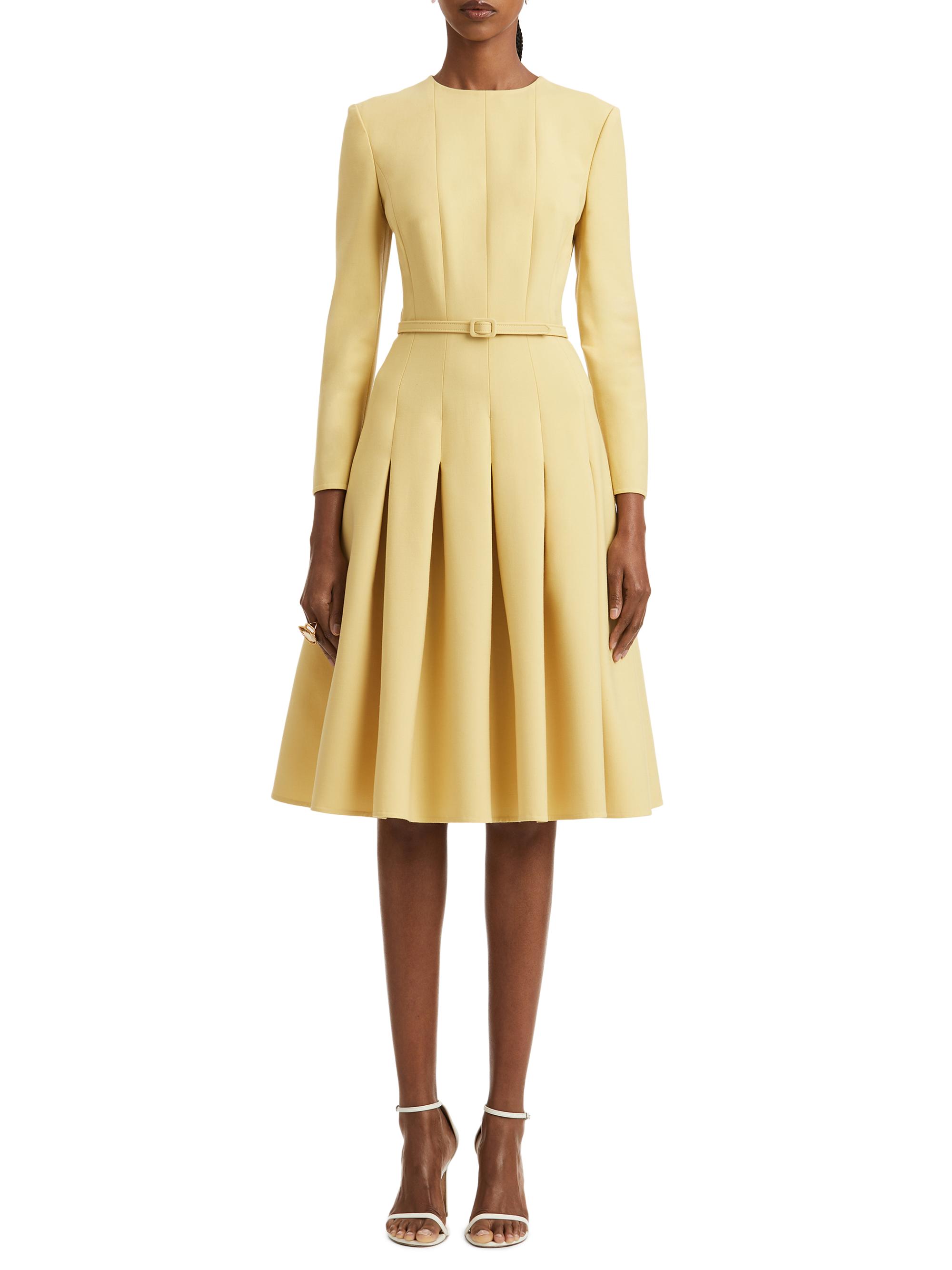 Oscar de la Renta Women's Pleated Virgin Wool-Blend Midi-Dress - Chamomile