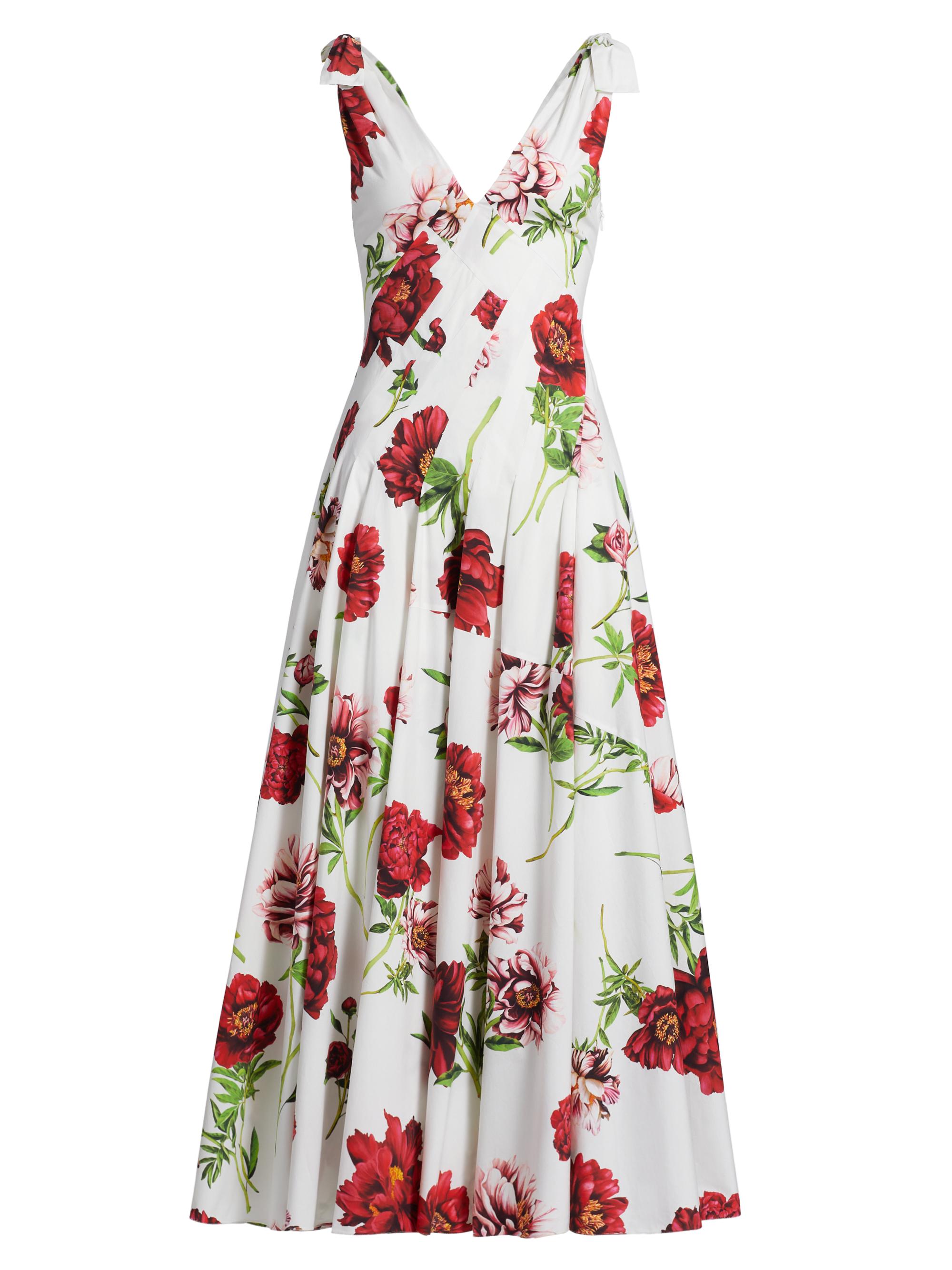 Oscar de la Renta Women's Peony Print Poplin Gown -  Multi