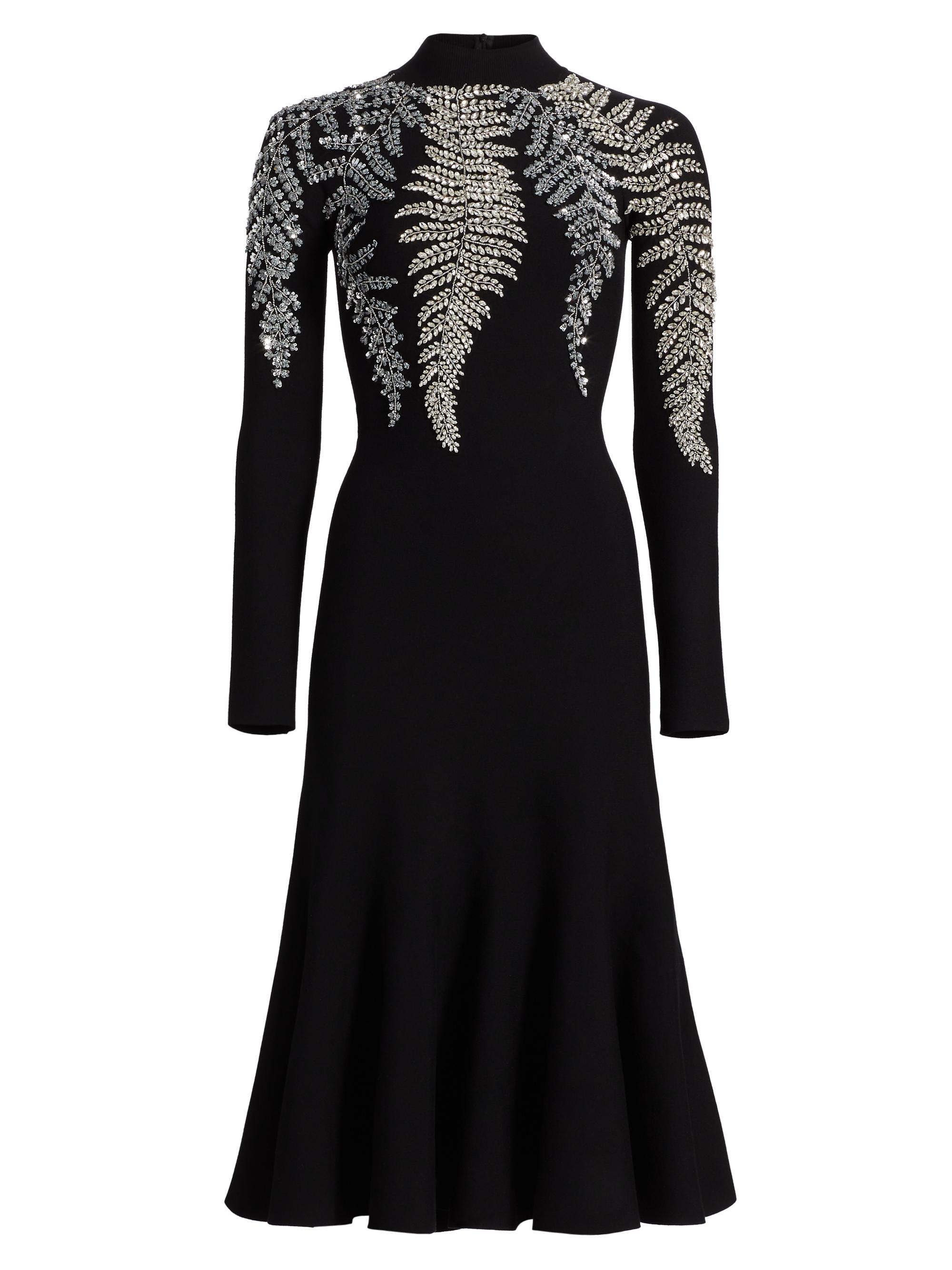 Oscar de la Renta Women's Fern Embellished Trumpet Cocktail Dress - Black