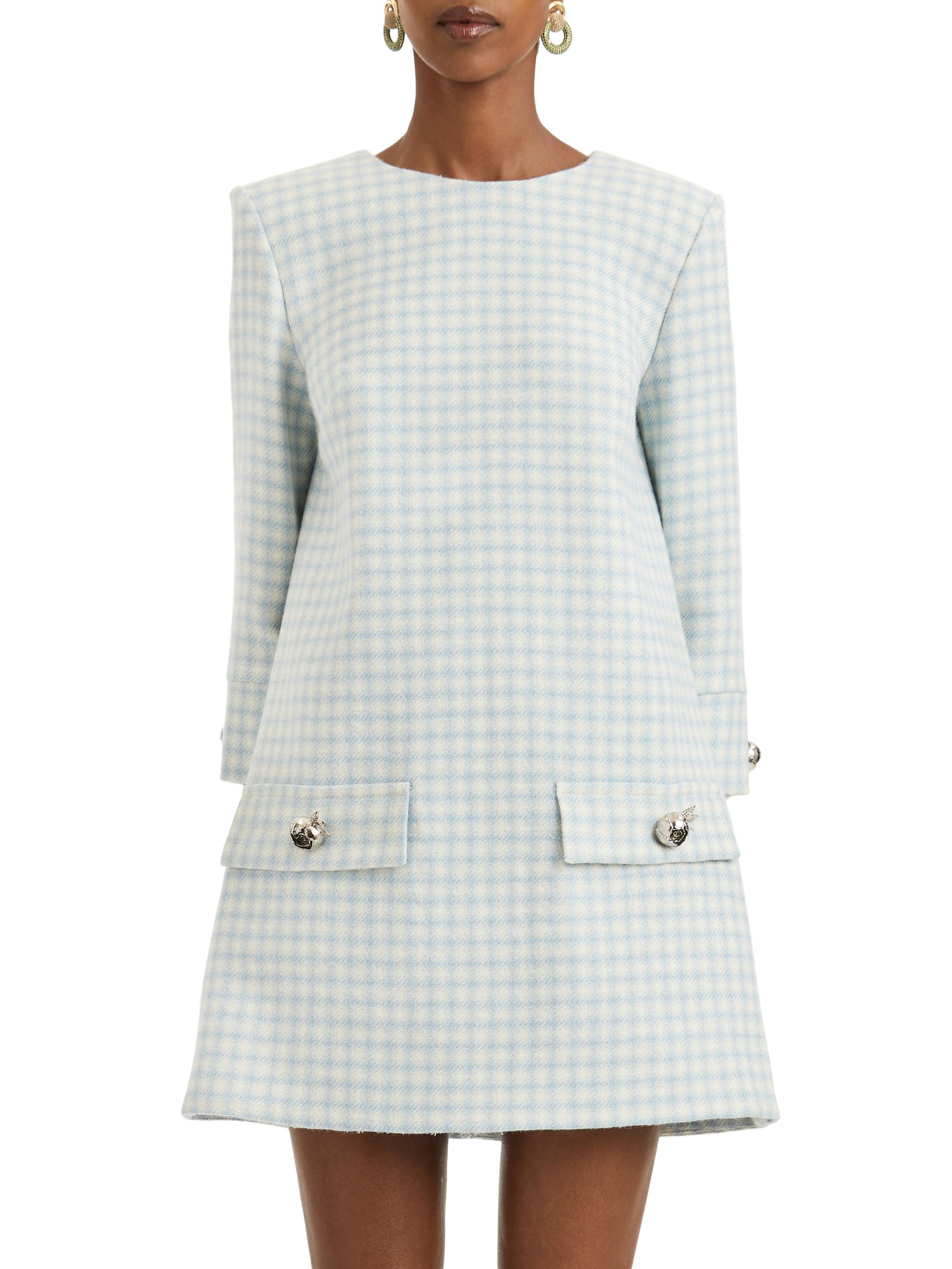 Oscar de la Renta Women's Check Virgin Wool Tweed Minidress - Lightblue