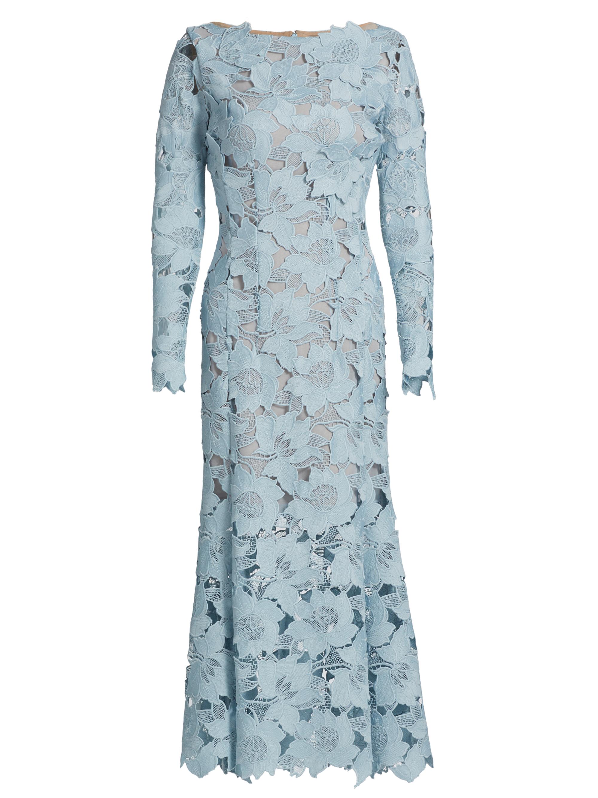 Oscar de la Renta Women's Peony Guipure Lace Cocktail Dress - Blue Quartz