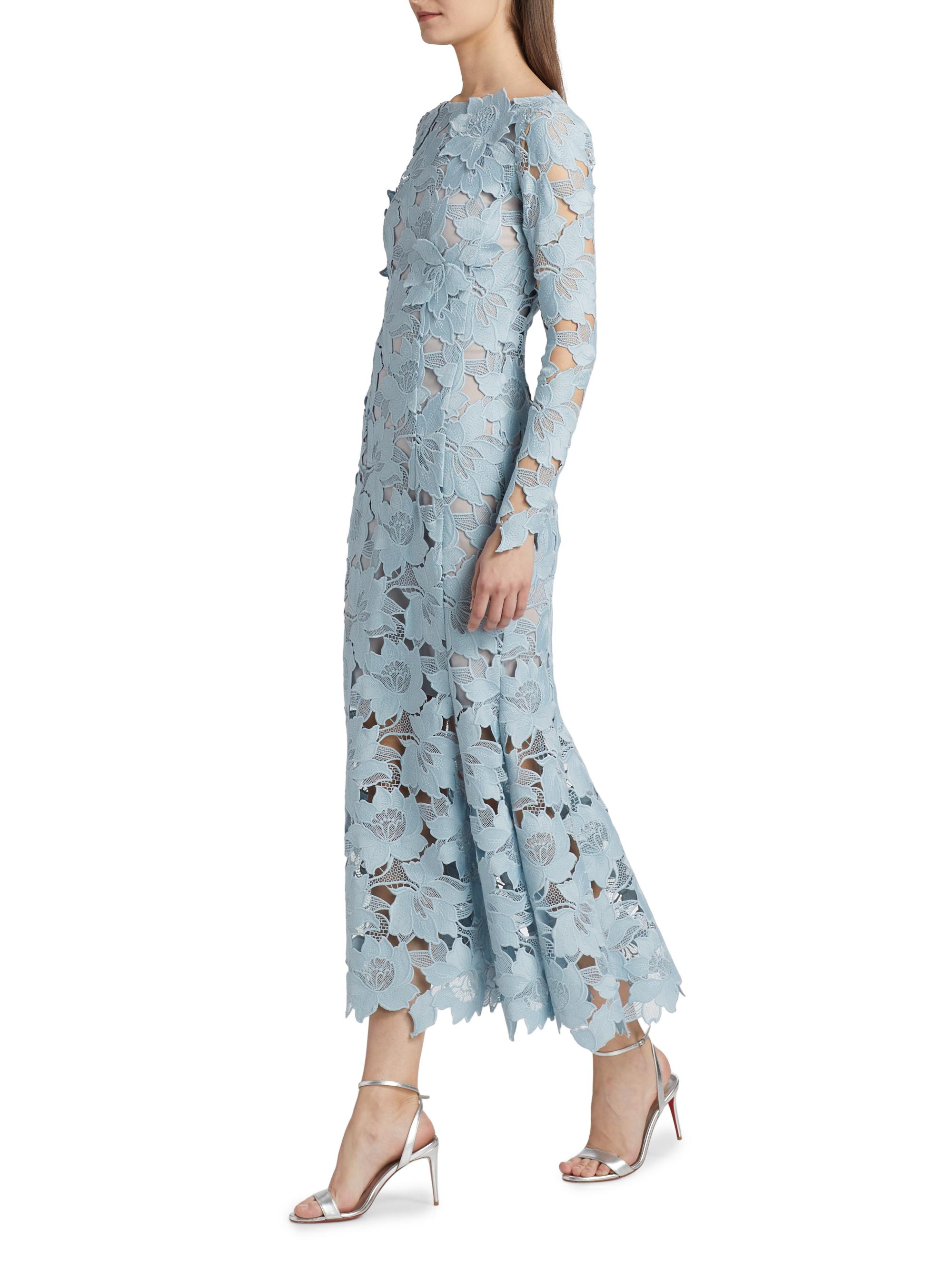 Oscar de la Renta Peony Guipure Lace Cocktail Dress | Saks