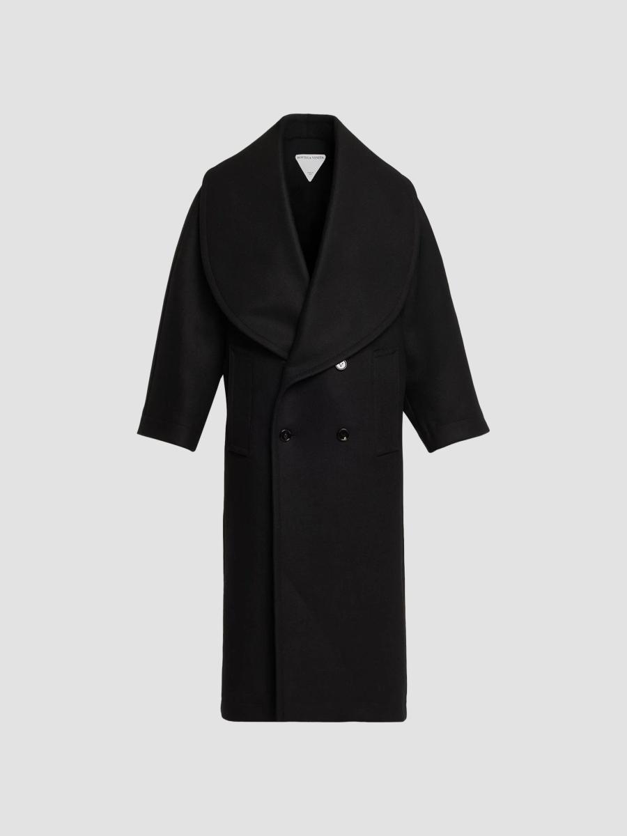 Bottega Veneta Women's Stretch Wool Long Coat In Black