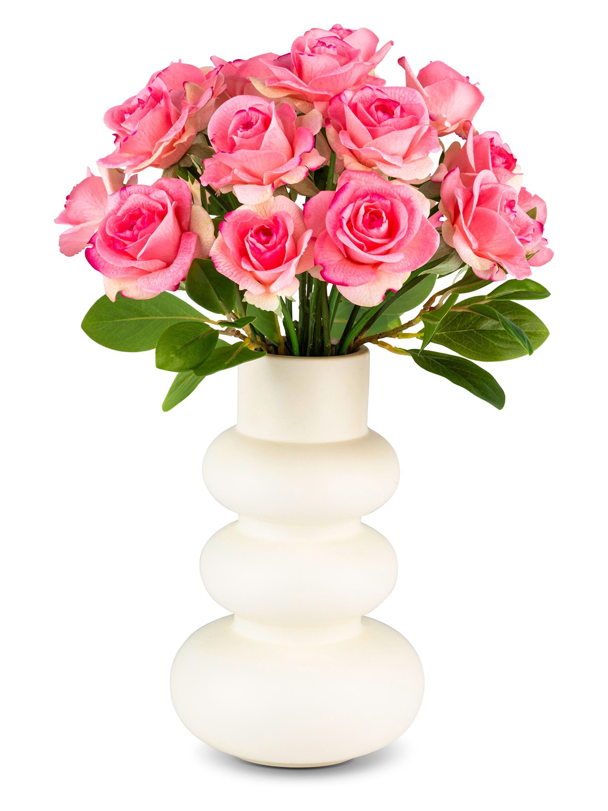 CocoBella Iris Real Touch Rose Arrangement - Pink
