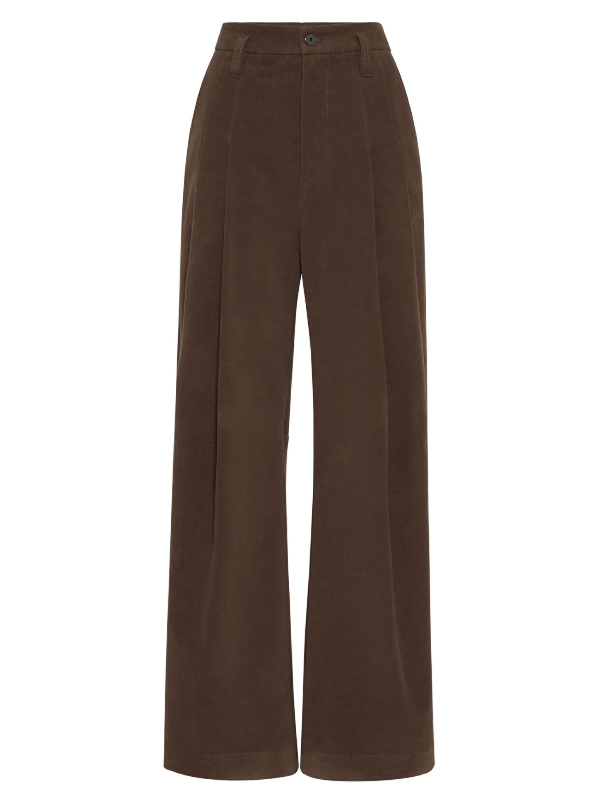 Brunello Cucinelli Women's Stretch Cotton Moleskin Five Pocket Barrel Trousers - Brown