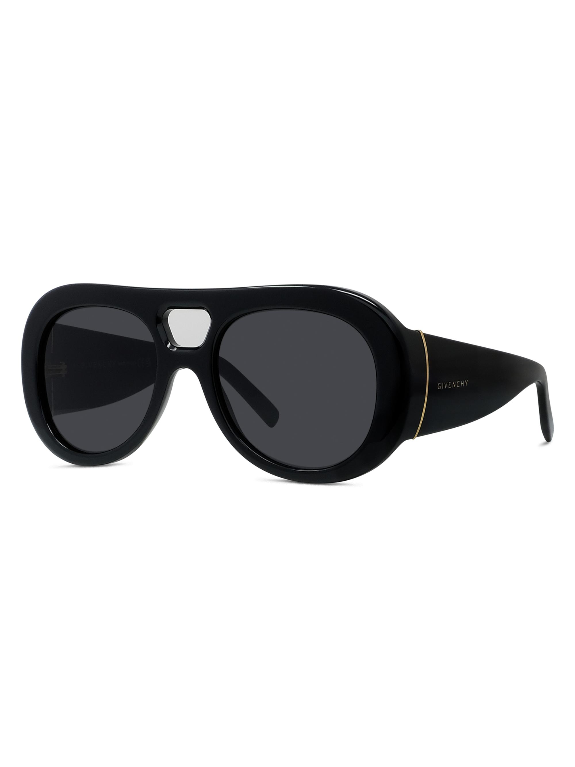Givenchy Women's  Bold 53MM Round Sunglasses - Shiny Black Smoke
