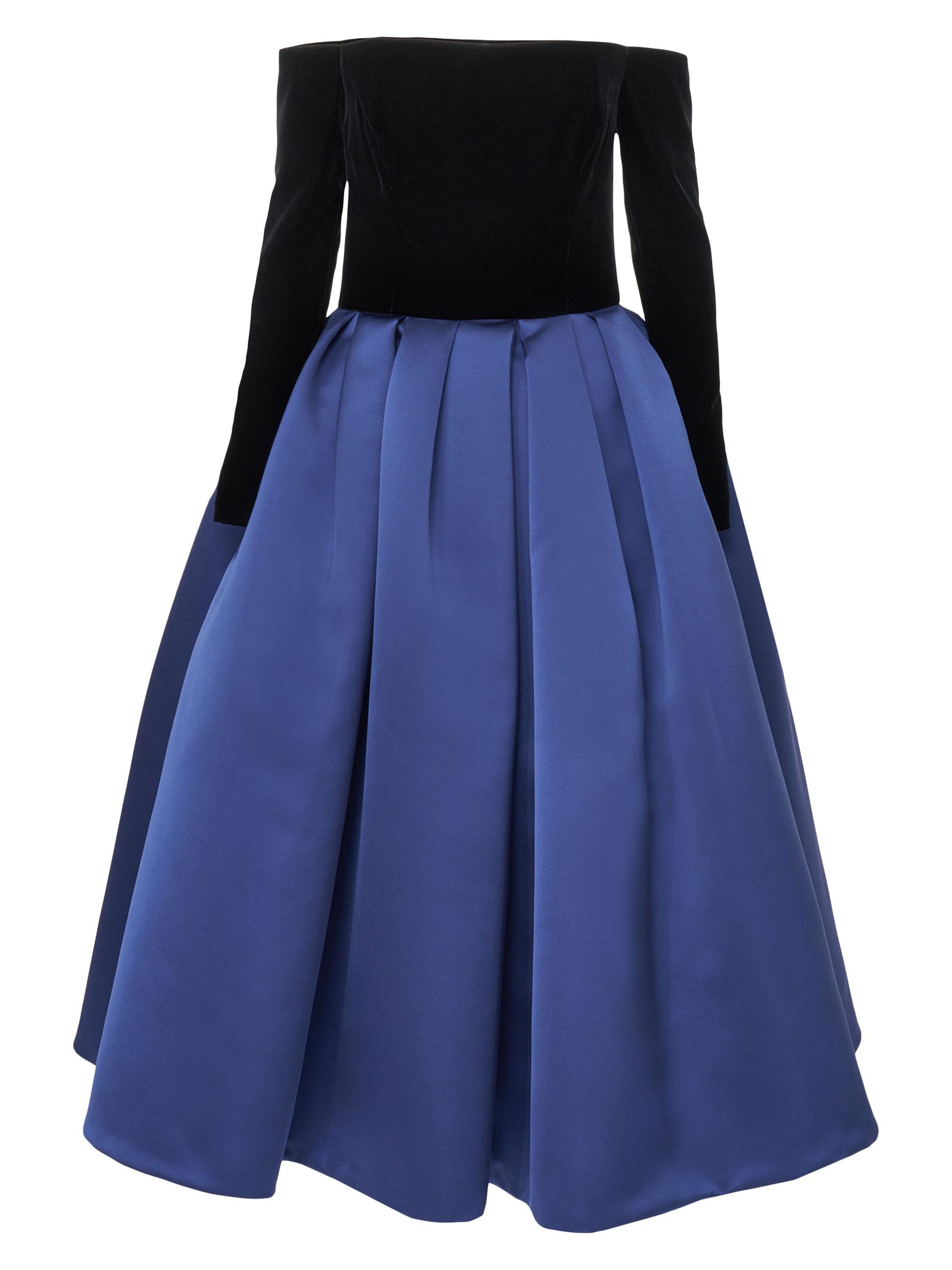 Carolina Herrera Colorblocked Off-The-Shoulder Cocktail Dress