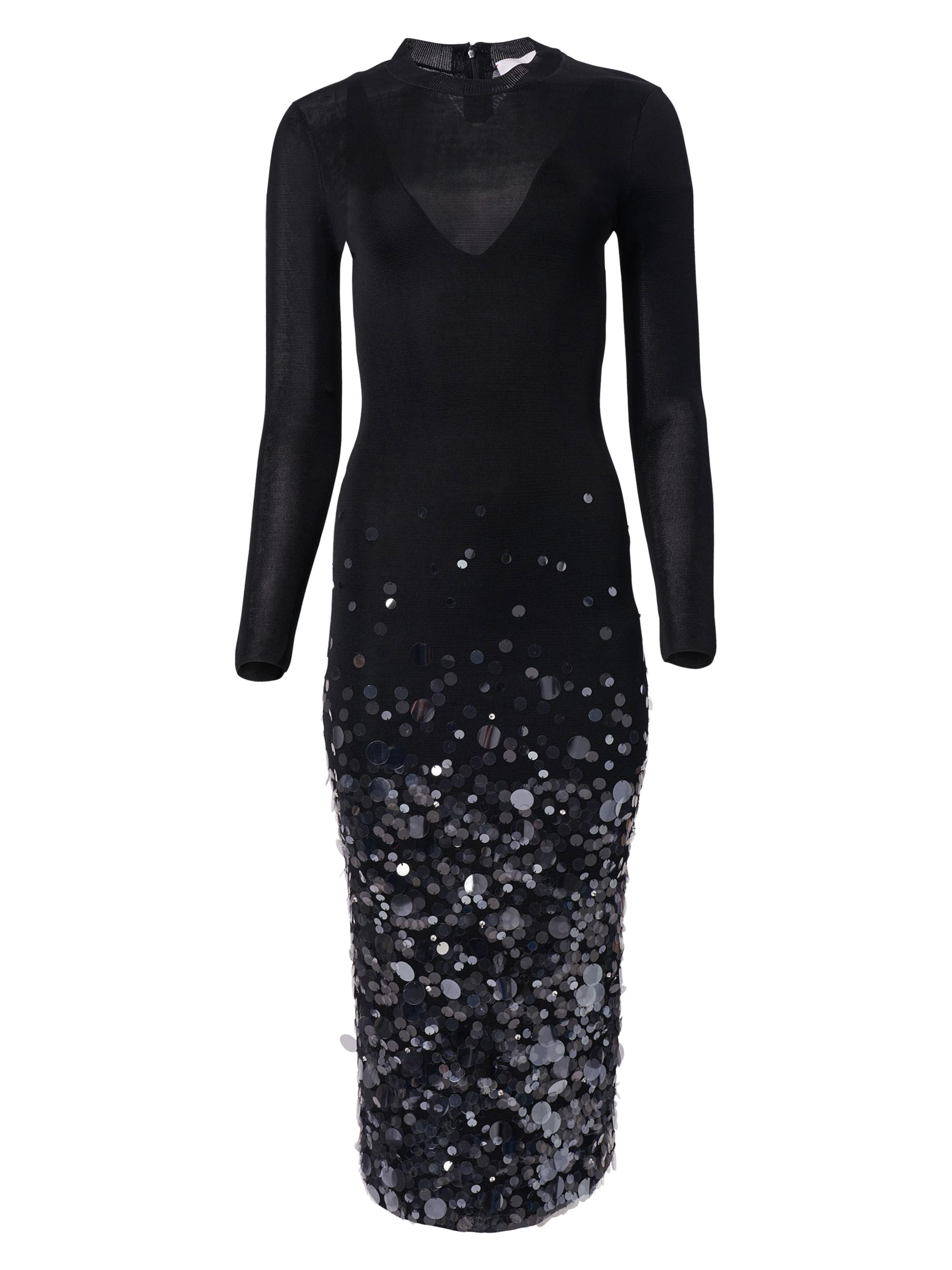 Carolina Herrera Women's Sequin-Embellished Long-Sleeve Midi-Dress - Black