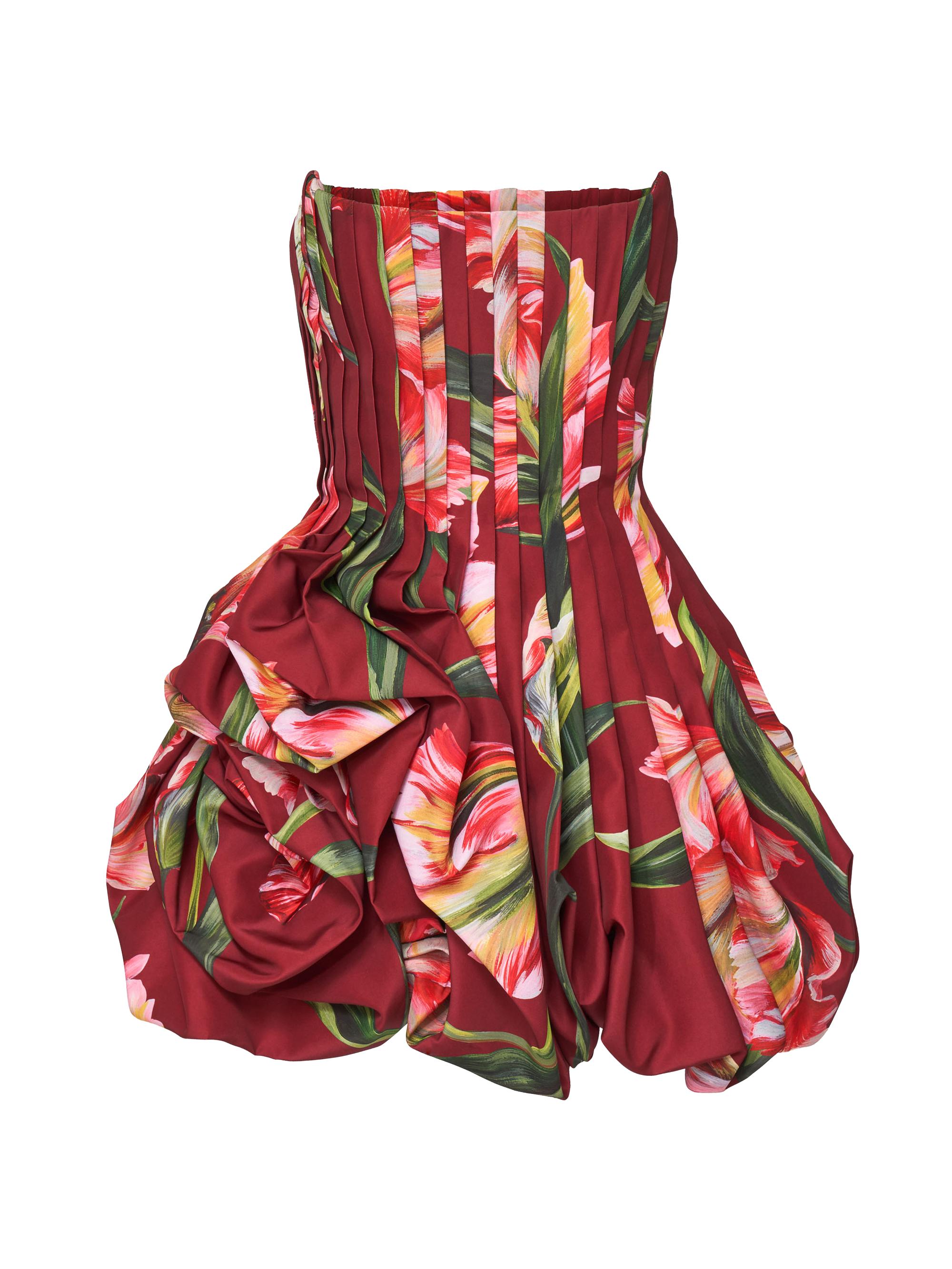 Carolina Herrera Women's Printed Pleated Draped Minidress - Garnet Multi