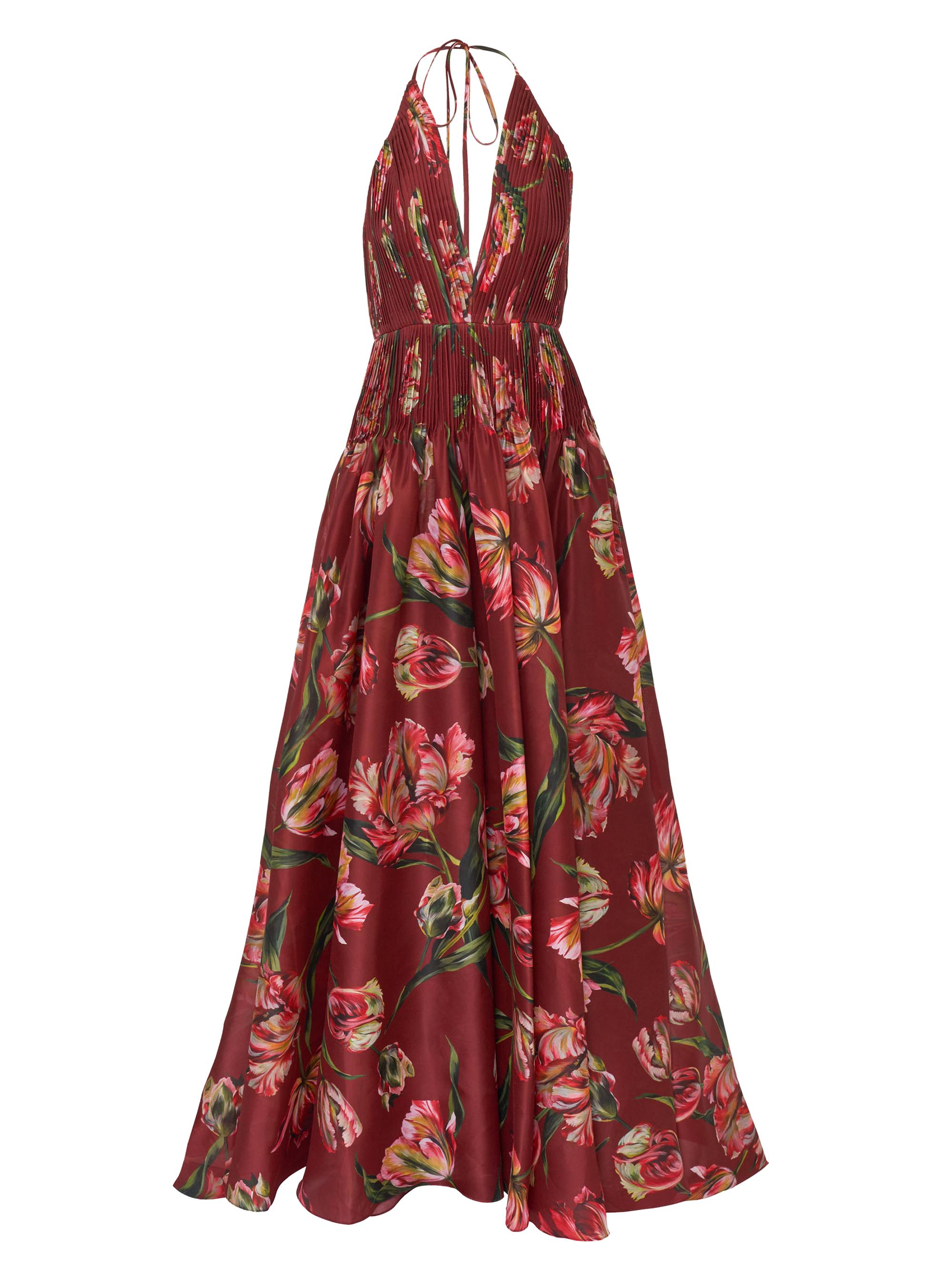 Carolina Herrera Women's Printed Silk Gown - Garnet Multi