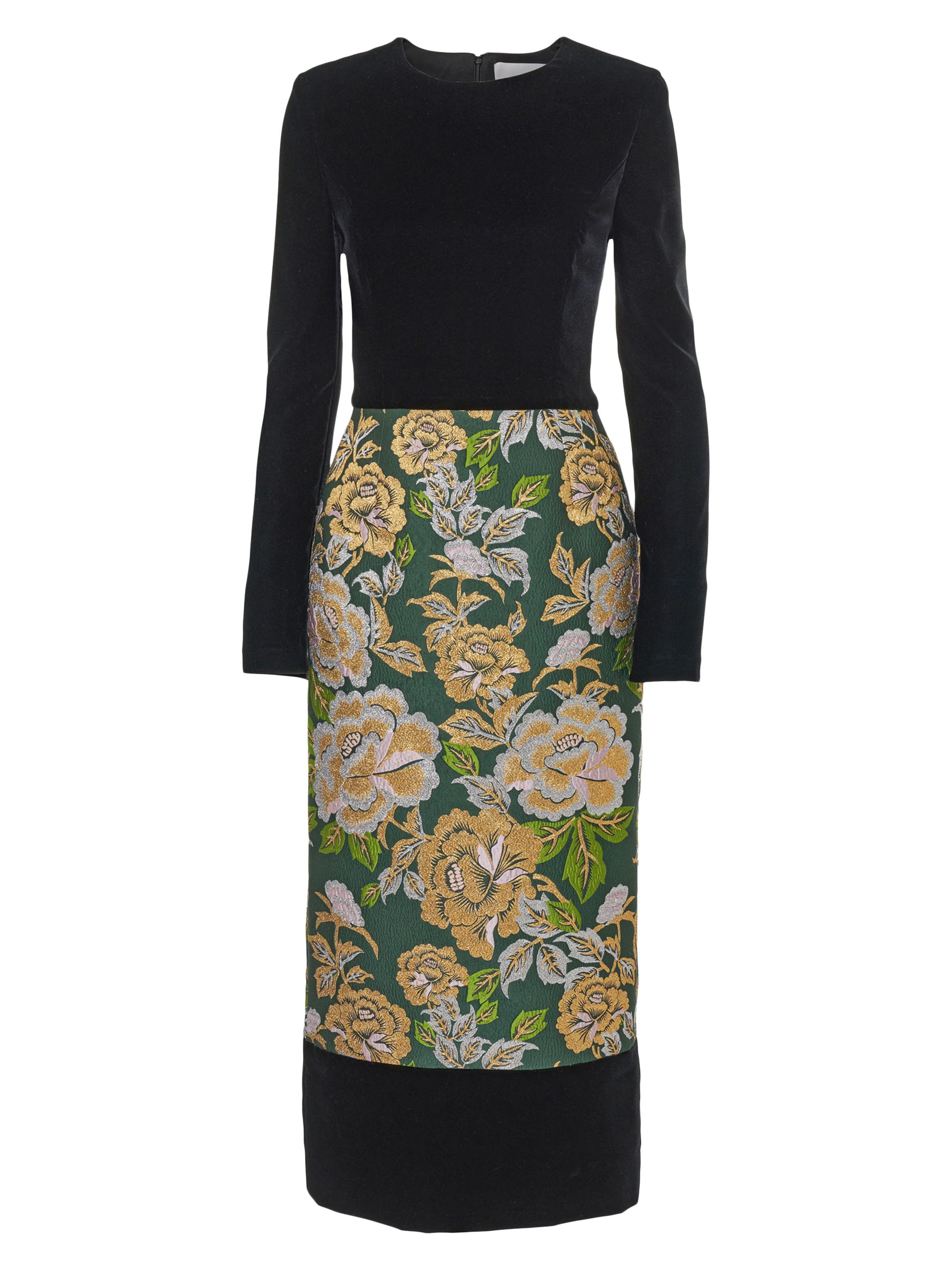 Carolina Herrera Women's Long-Sleeve Crewneck Midi-Dress - Pine Green Multi