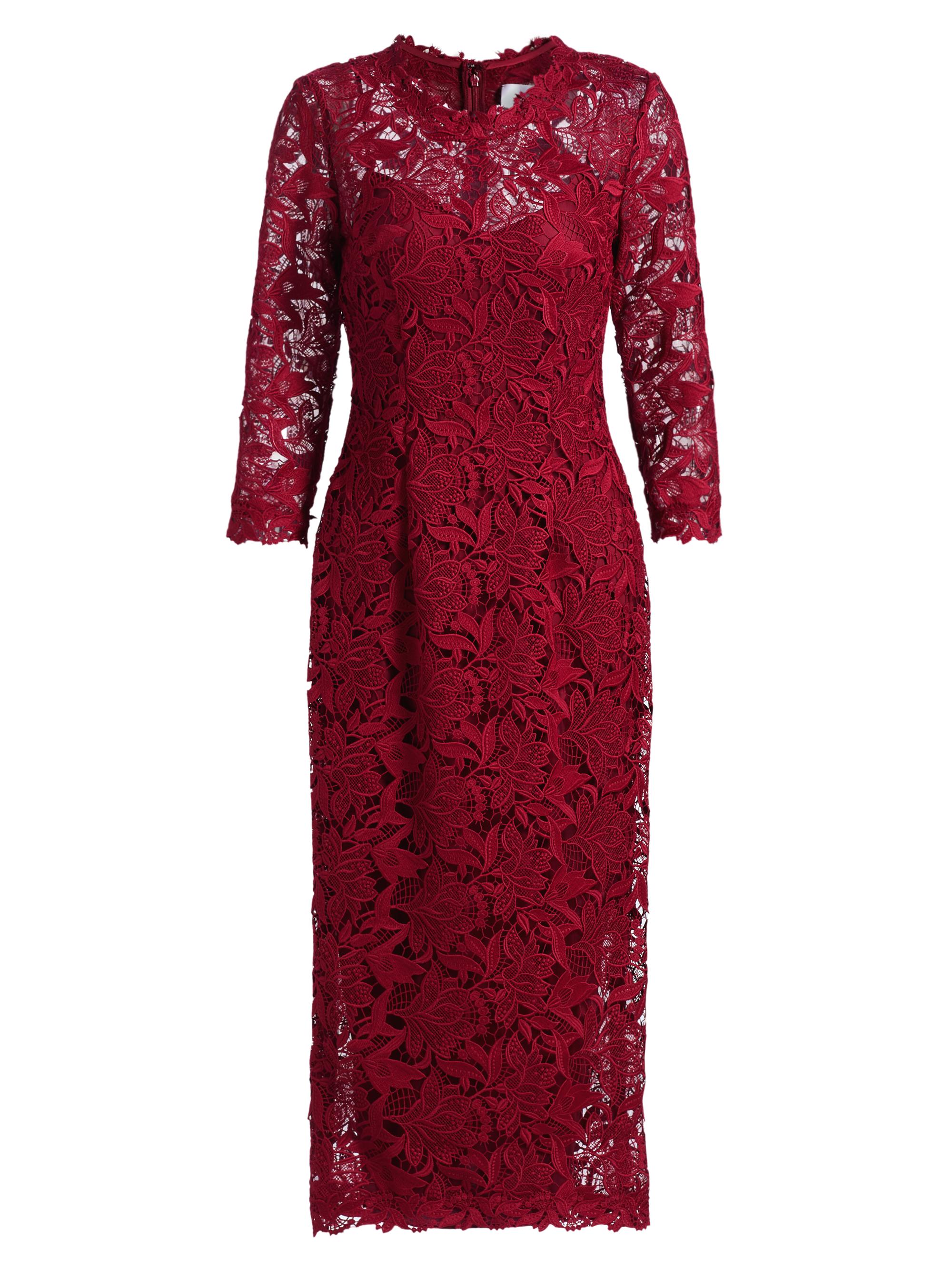 Carolina Herrera Women's Floral Guipure Lace Sheath Dress - Garnet
