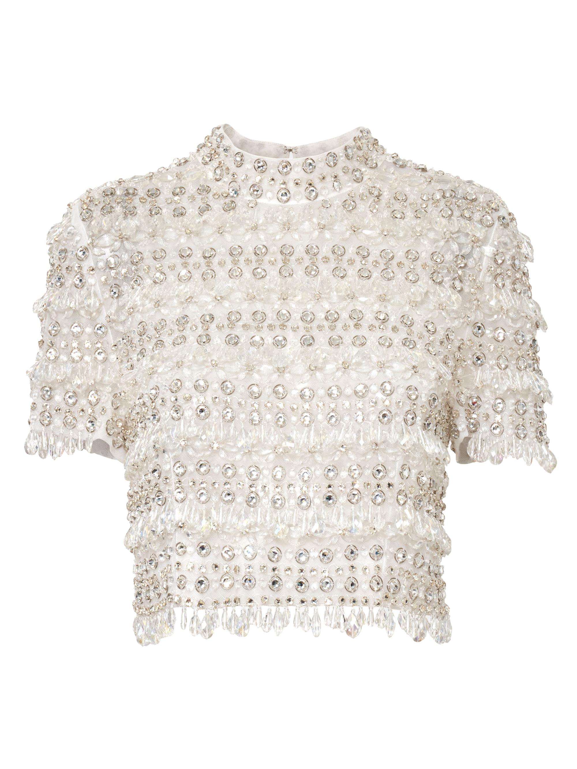 Carolina Herrera Women's Embellished Short-Sleeve Crop Top -  Multi