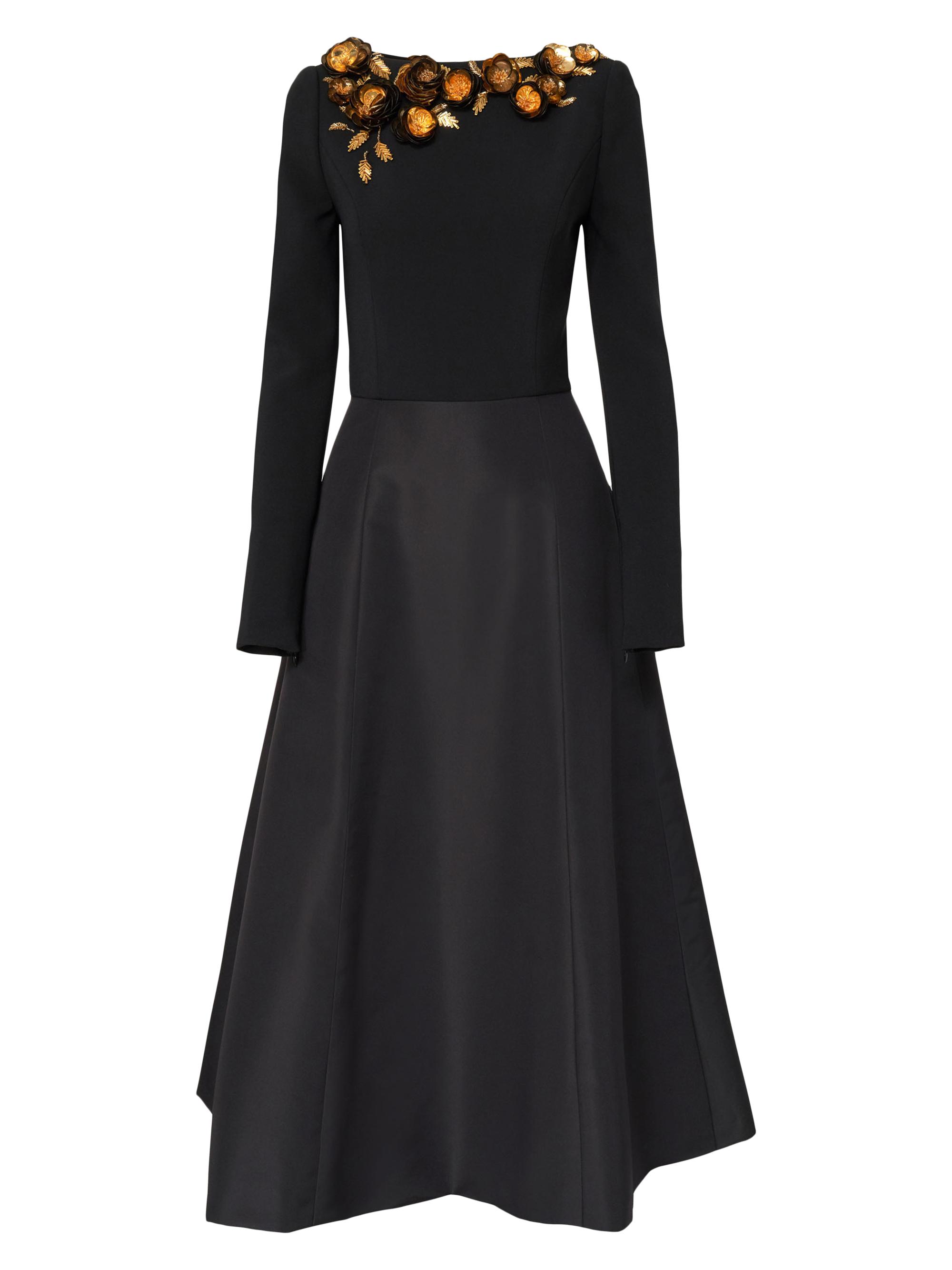 Carolina Herrera Women's Embellished Silk Fit & Flare Midi-Dress - Black Multi