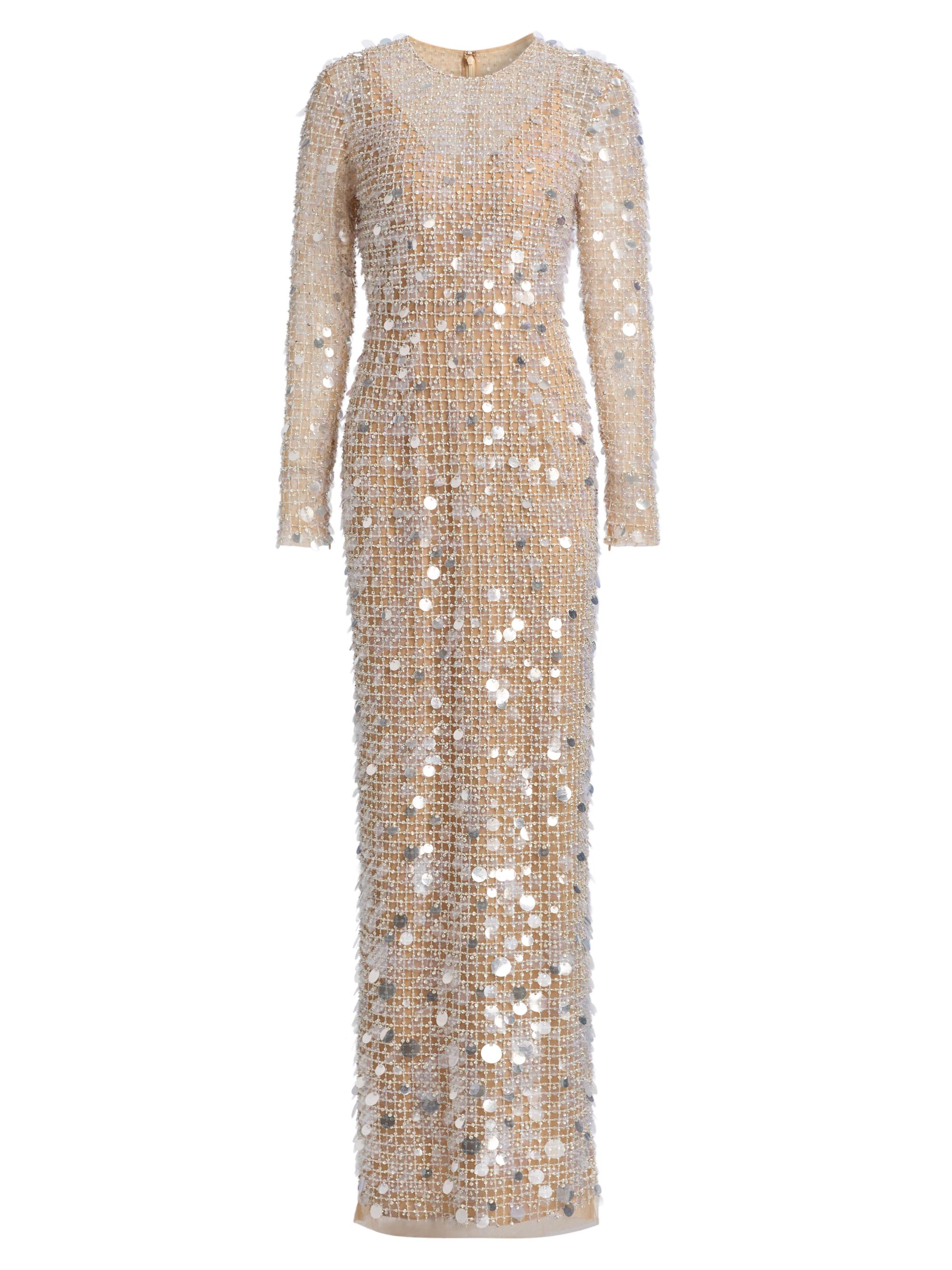 Carolina Herrera Women's Sequin-Embellished Column Gown - Natural