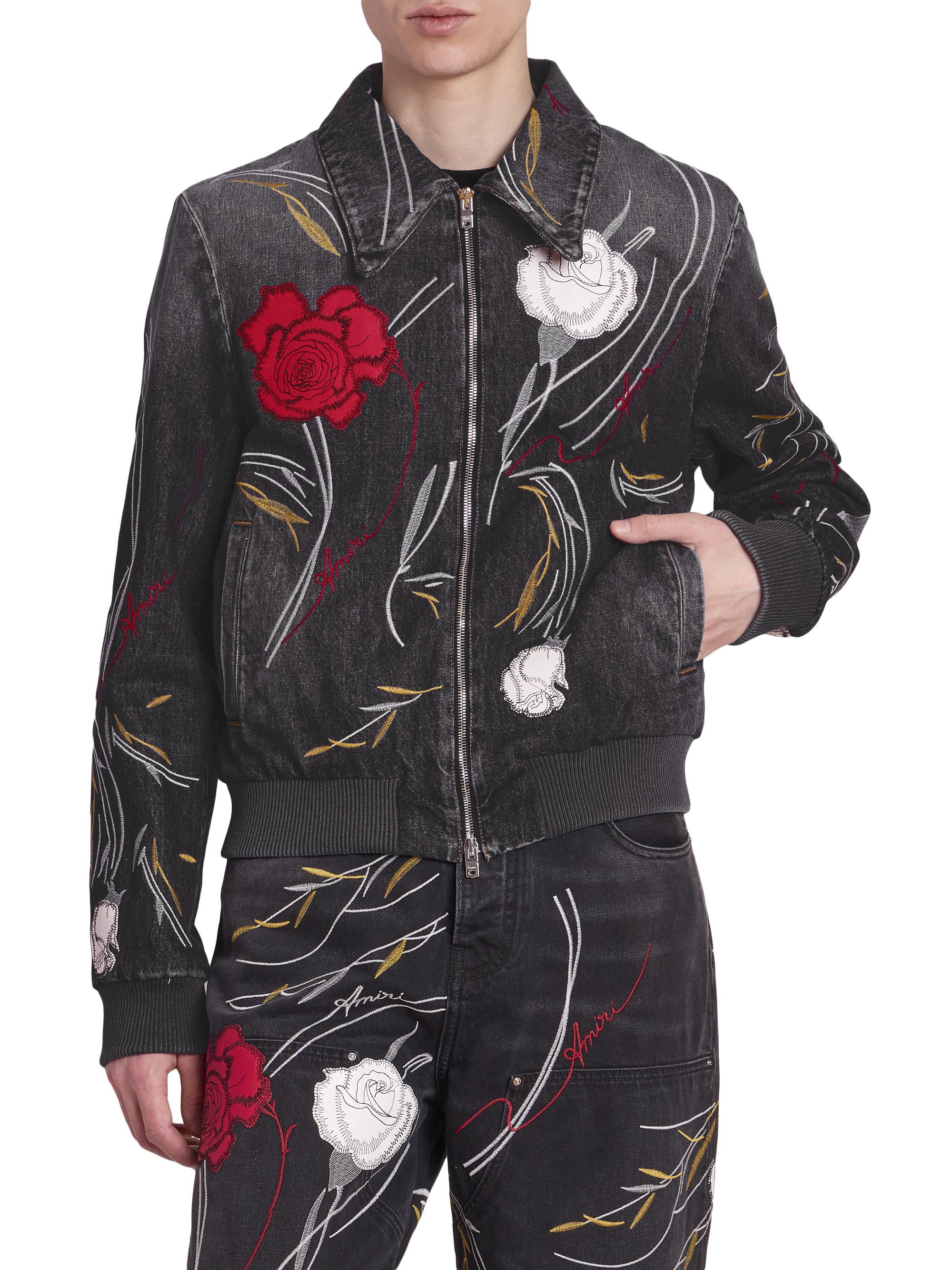 Amiri Floral Denim Blouson Jacket | Saks Fifth Avenue