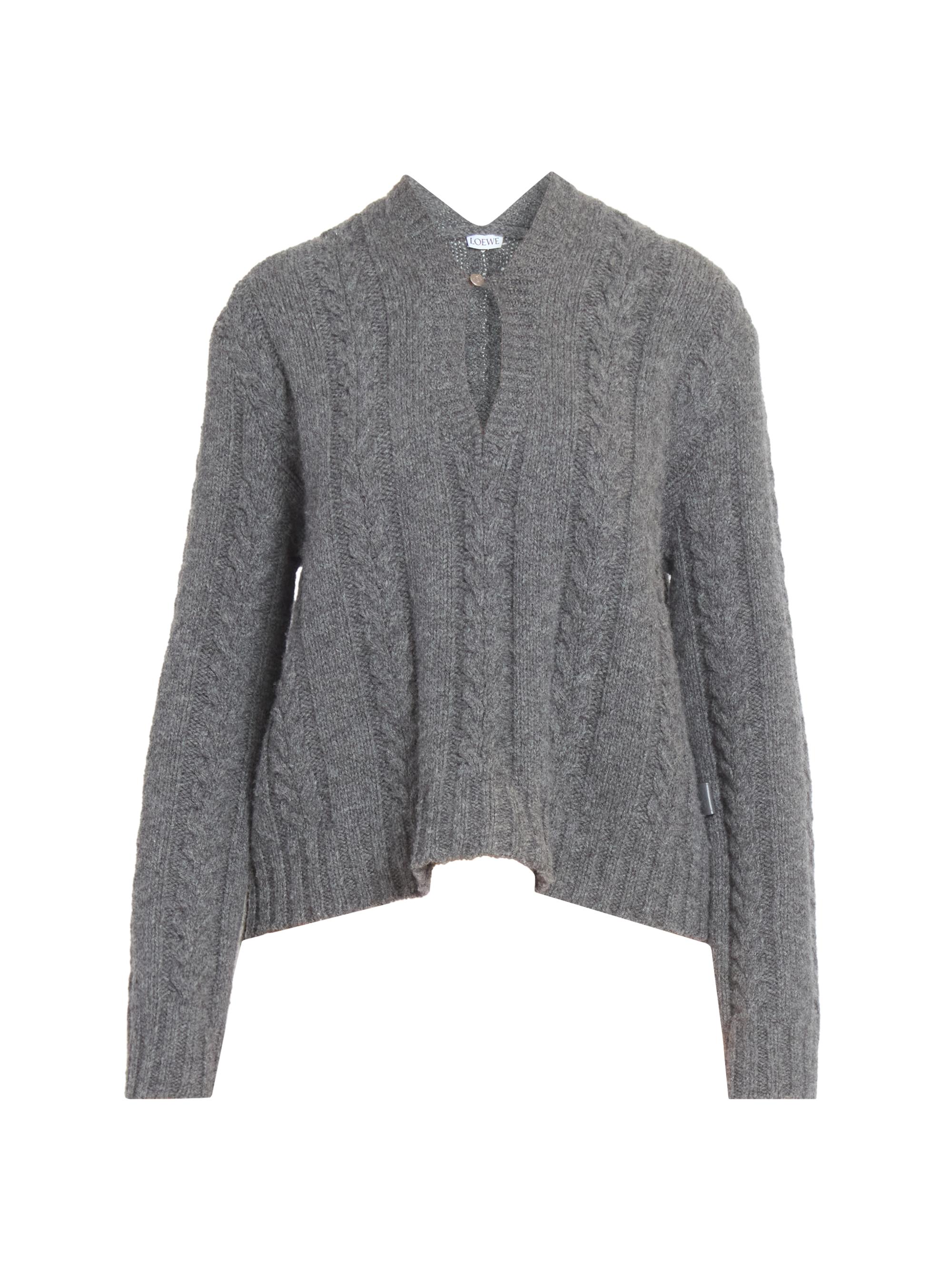 LOEWE Women's Cut-Out Wool-Blend Sweater - Grey