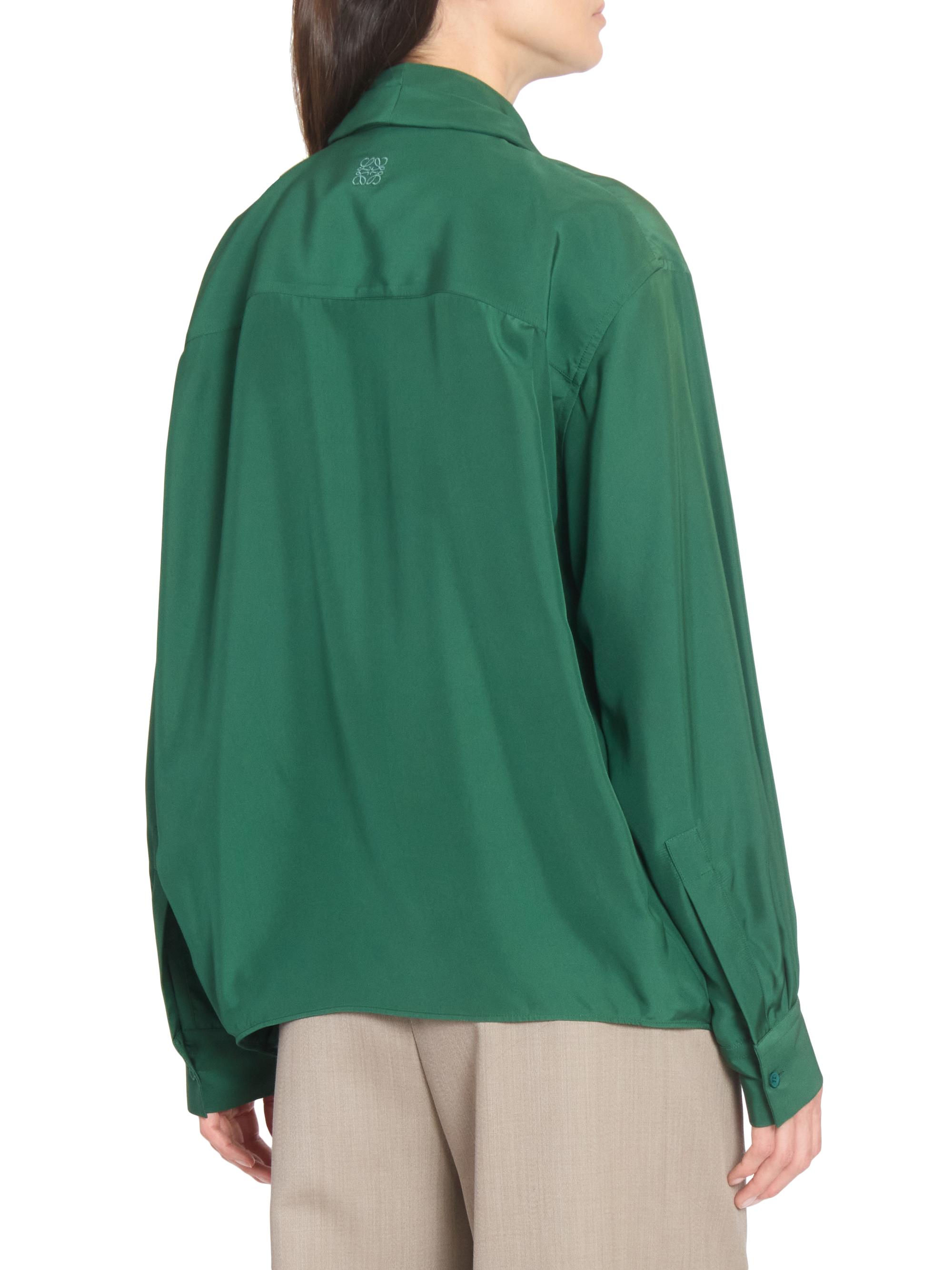 LOEWE Draped Silk Shirt | Saks Fifth Avenue