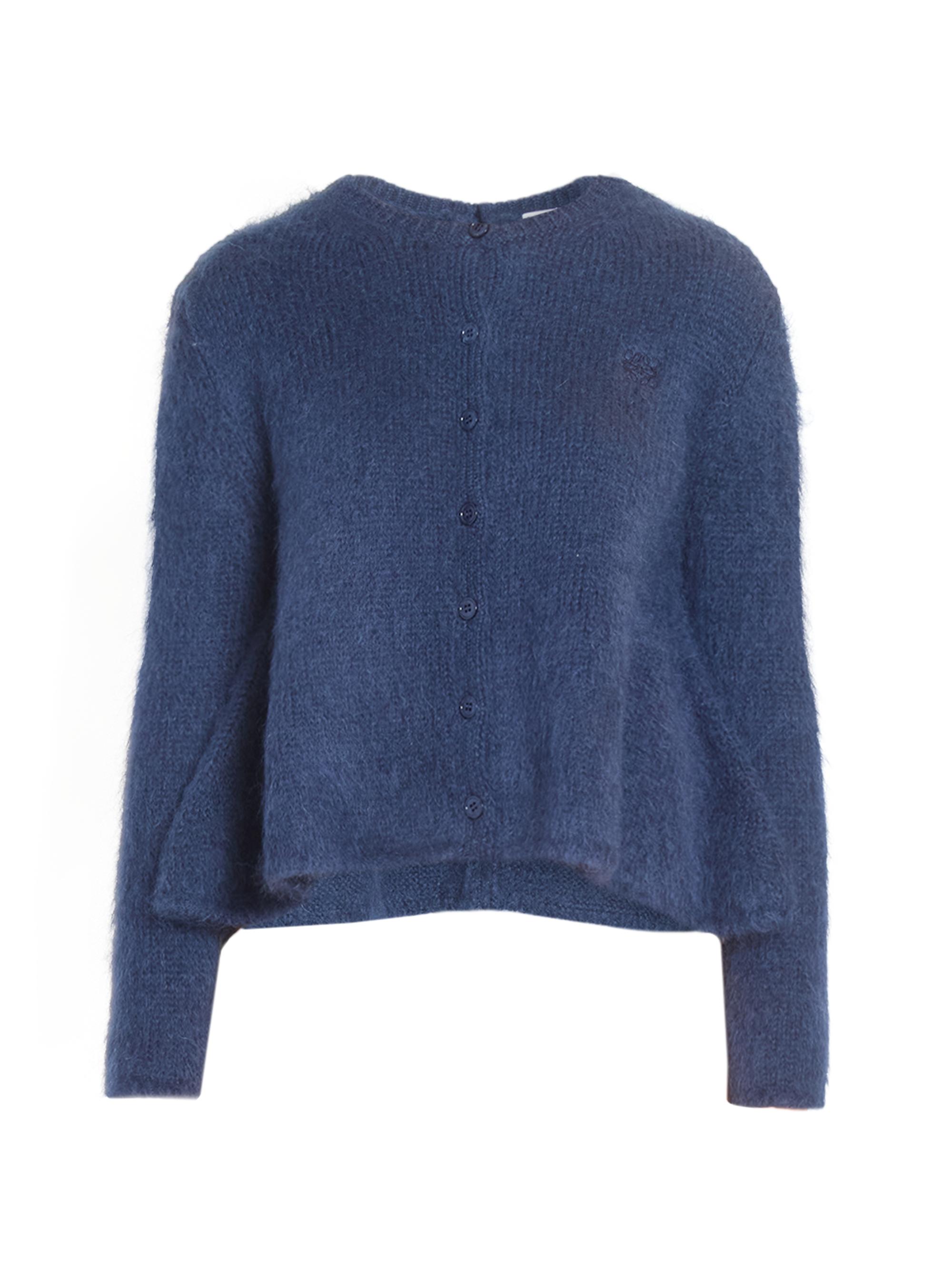 LOEWE Women's Mohair-Blend Peplum Cardigan - Navy Blue