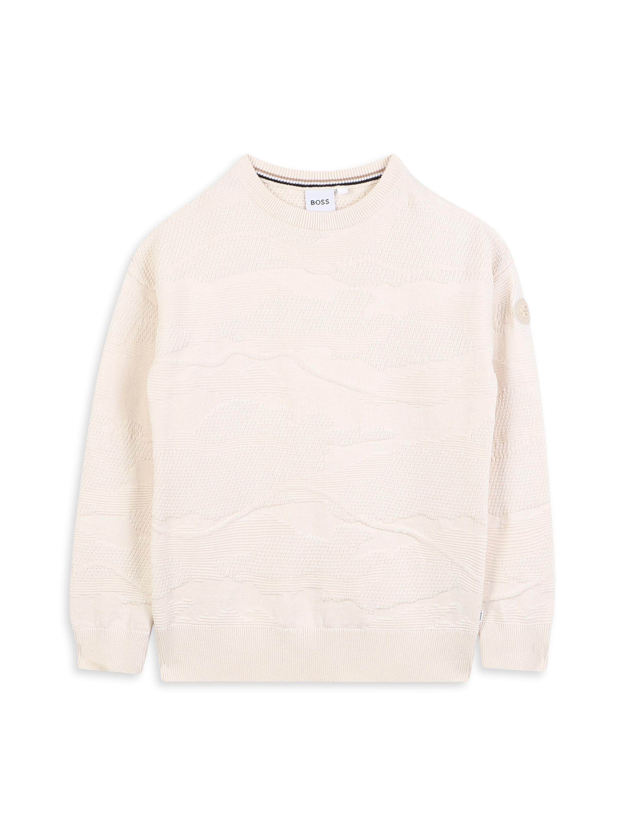 BOSS Little Boy's Jacquard Crewneck Sweater - Sand