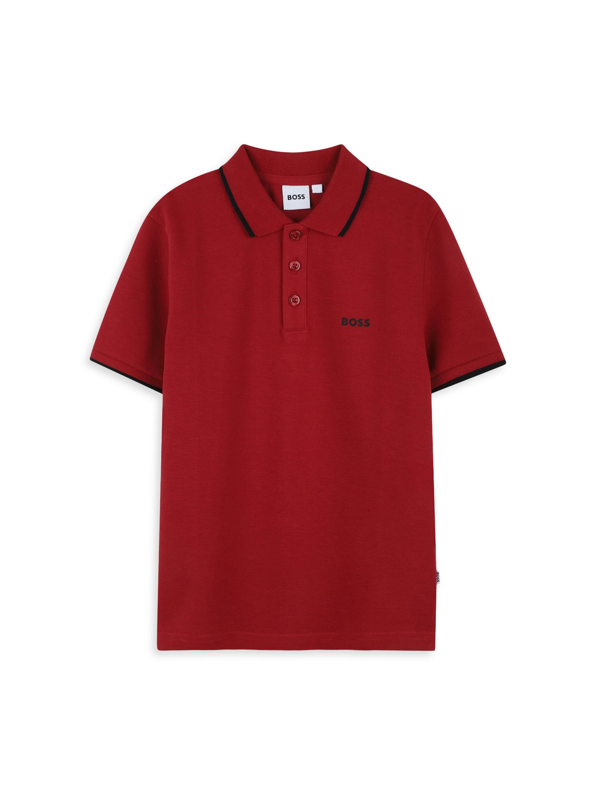 BOSS Little Boy's Logo Polo Shirt - Dark Red