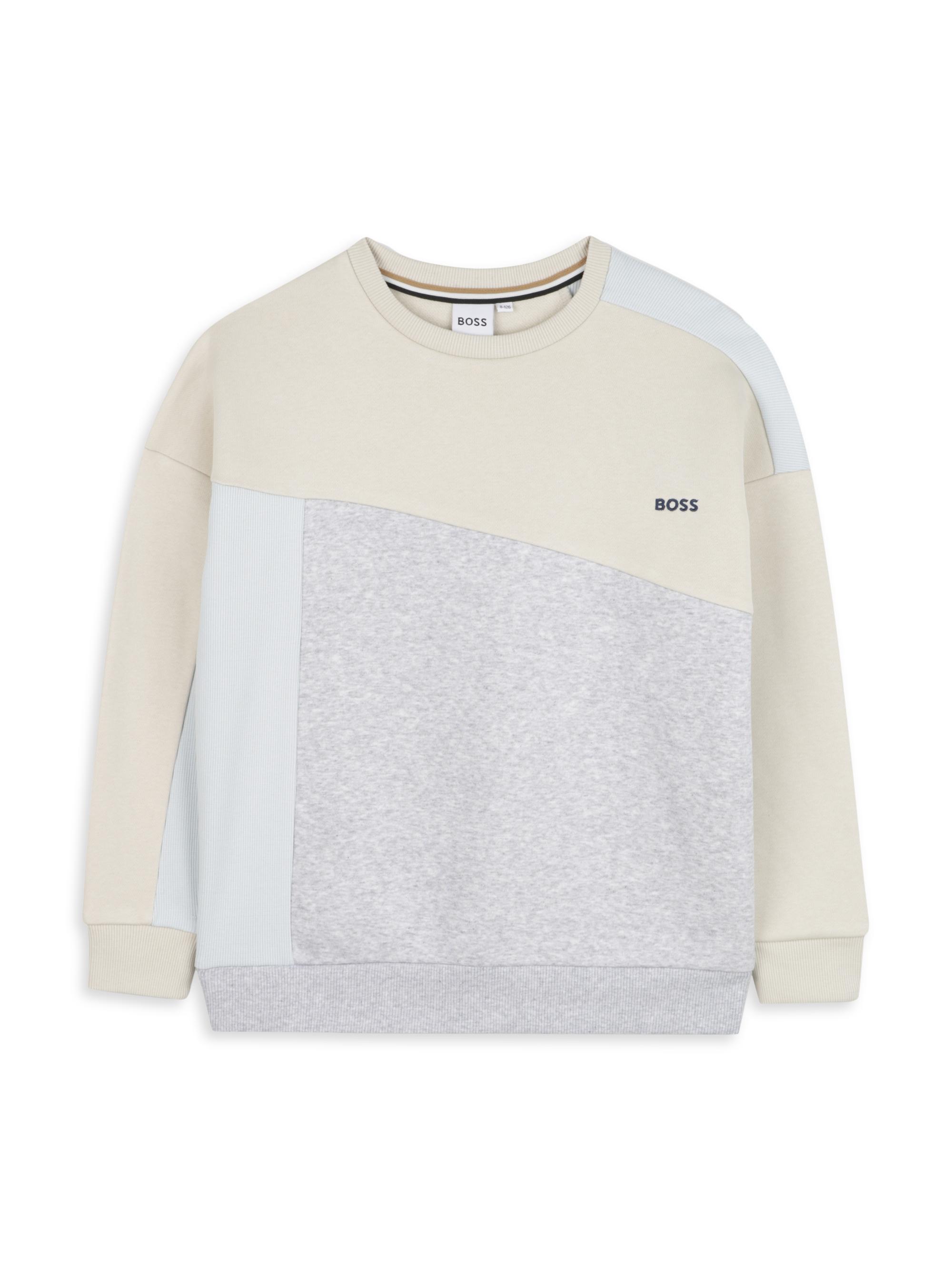 BOSS Little Boy's Logo Crewneck Sweatshirt - Sand