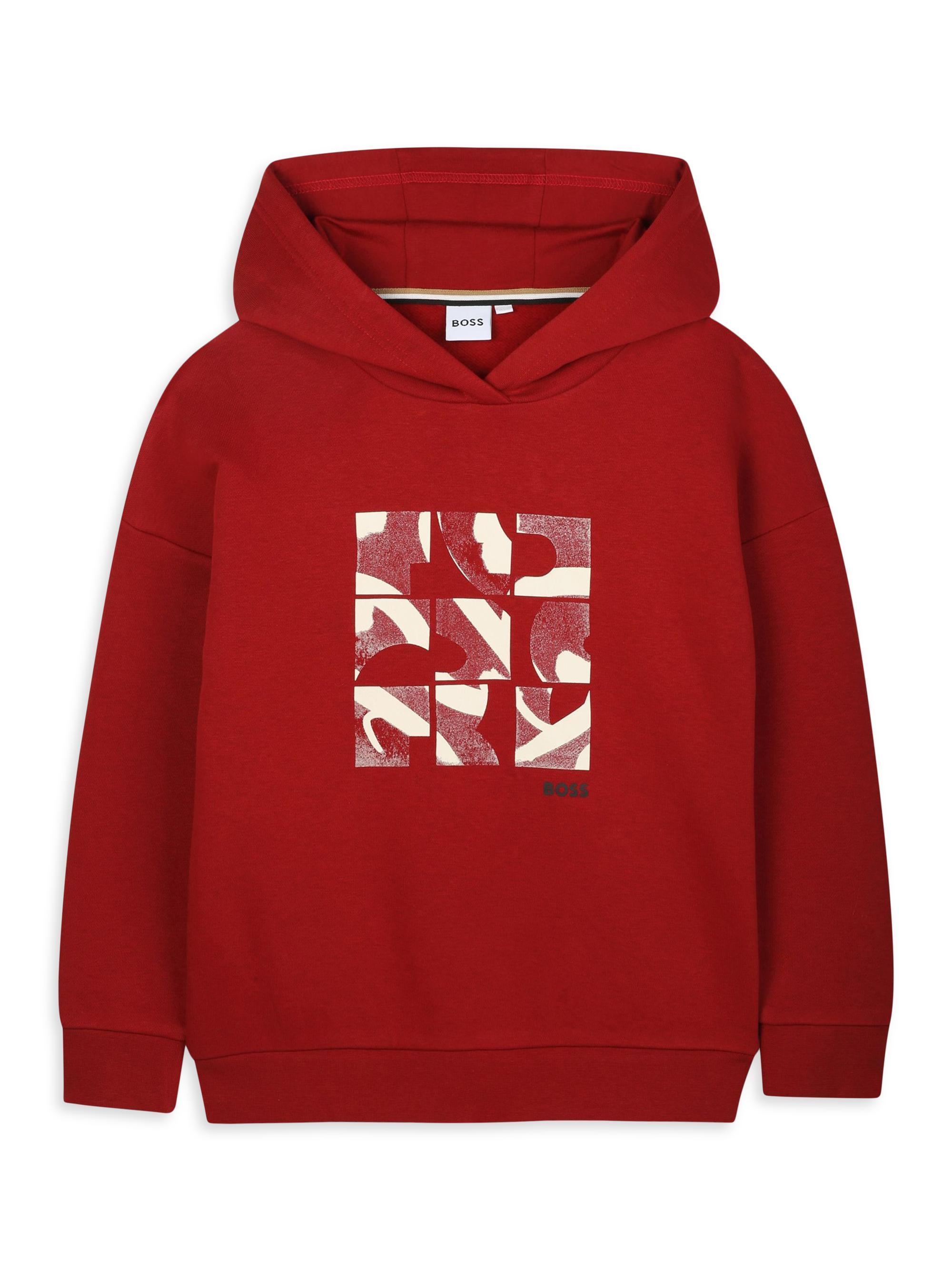 BOSS Little Boy's Graphic Fleece Hoodie - Dark Red