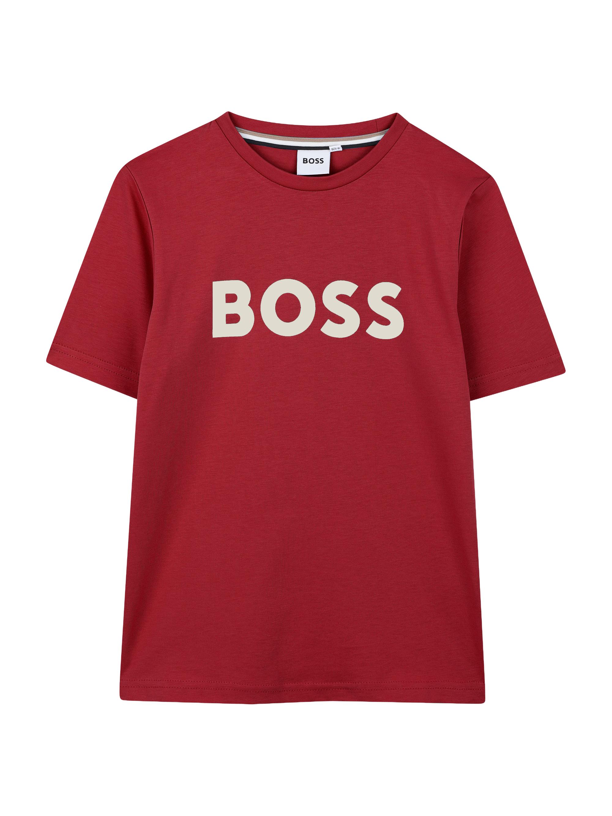 BOSS Little Boy's & Boy's Logo Crewneck T-Shirt - Dark Red