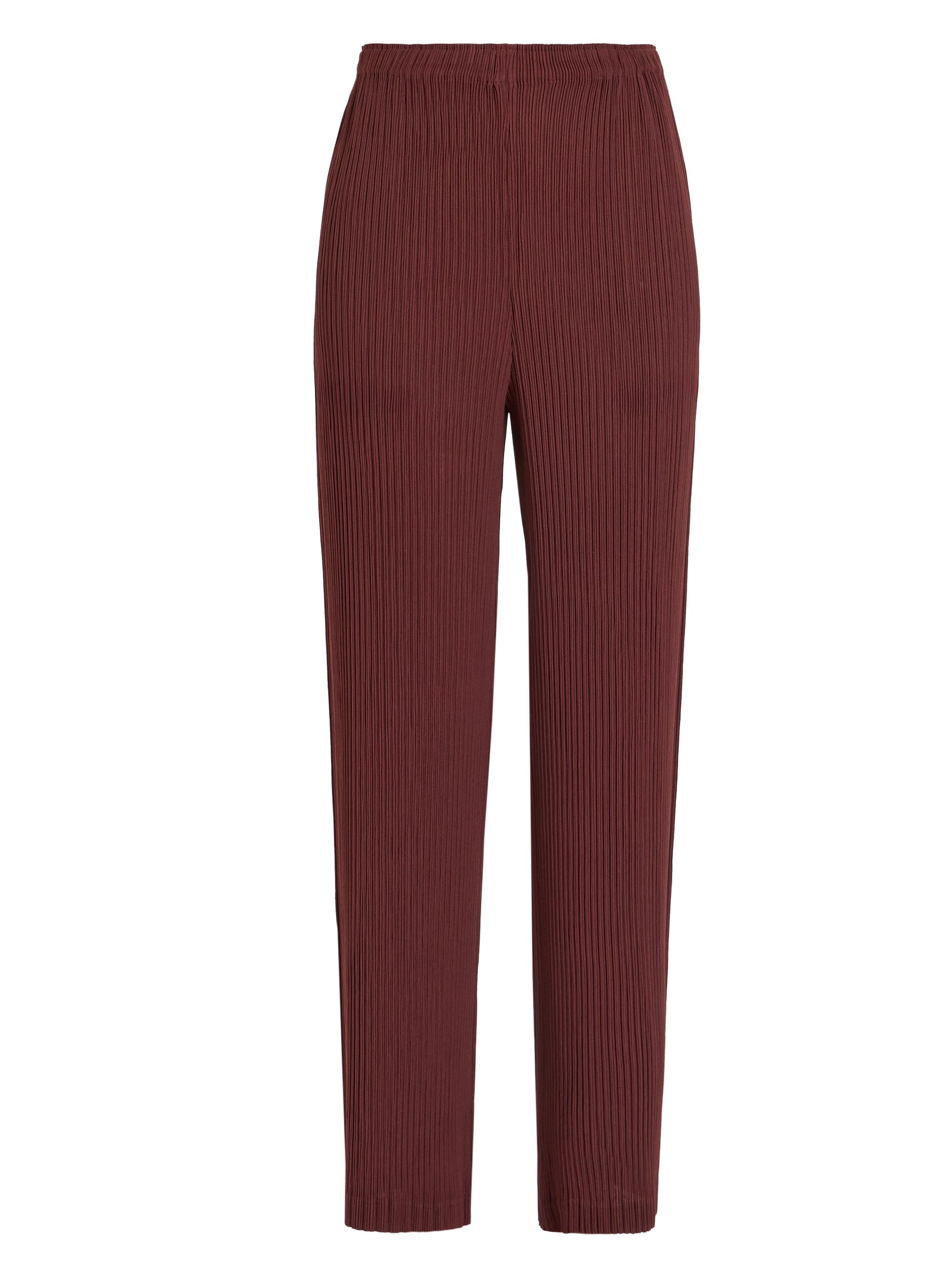 Issey Miyake Women's Hatching Pleated Pants - Dark Brown