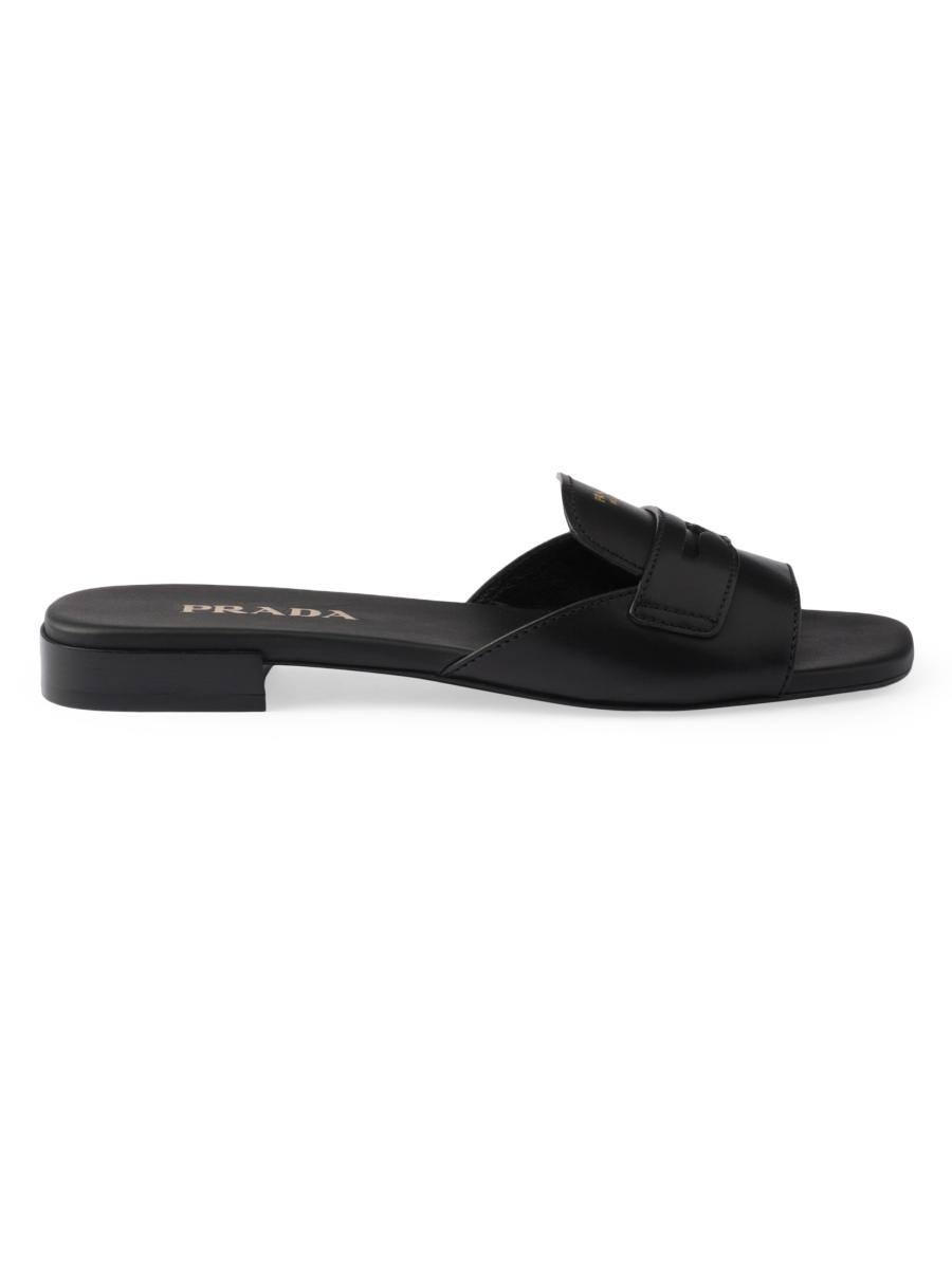 Prada Leather Slides | Saks Fifth Avenue