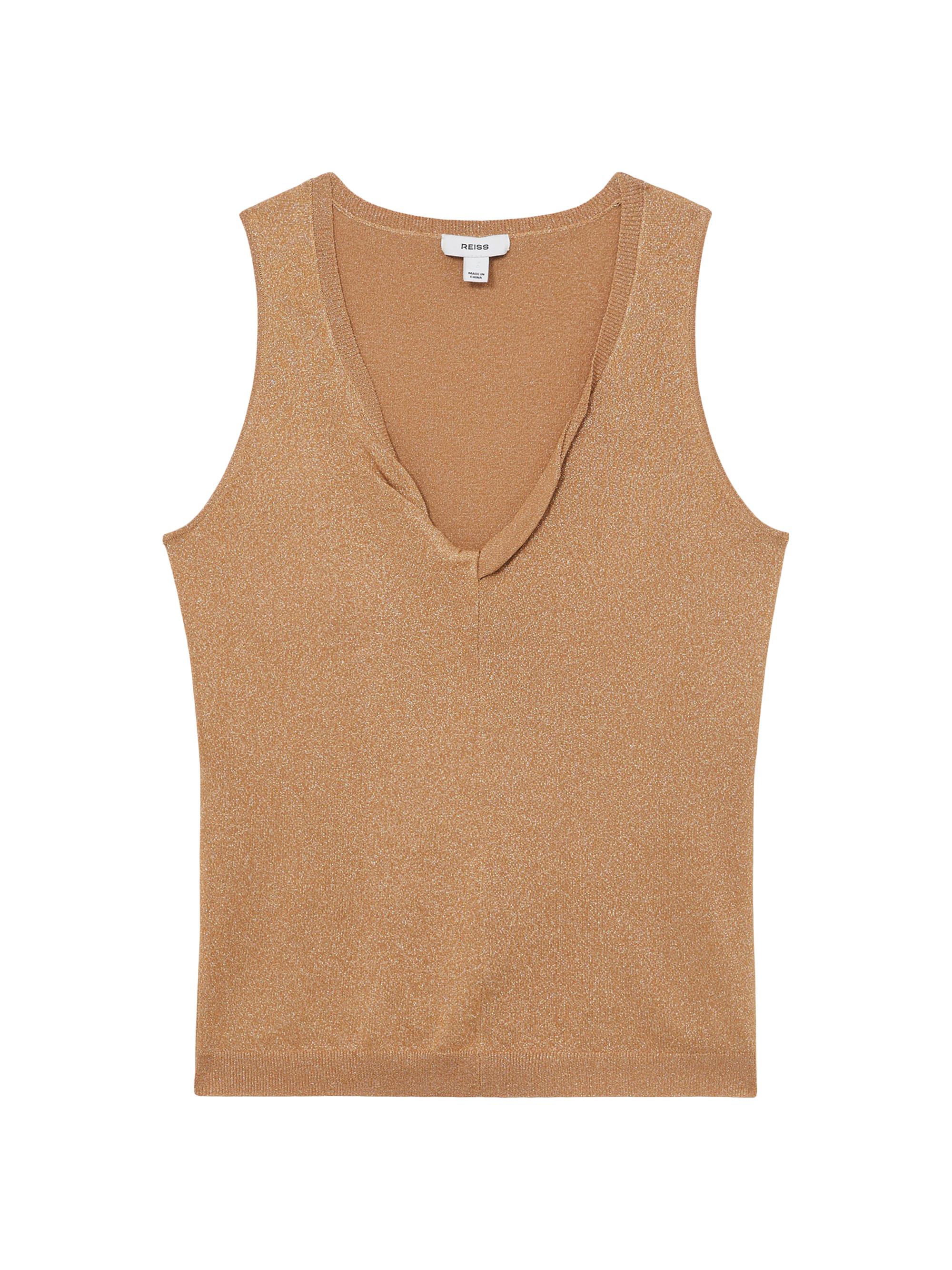 Reiss Women's Sia Sleeveless Metallic Top - Gold