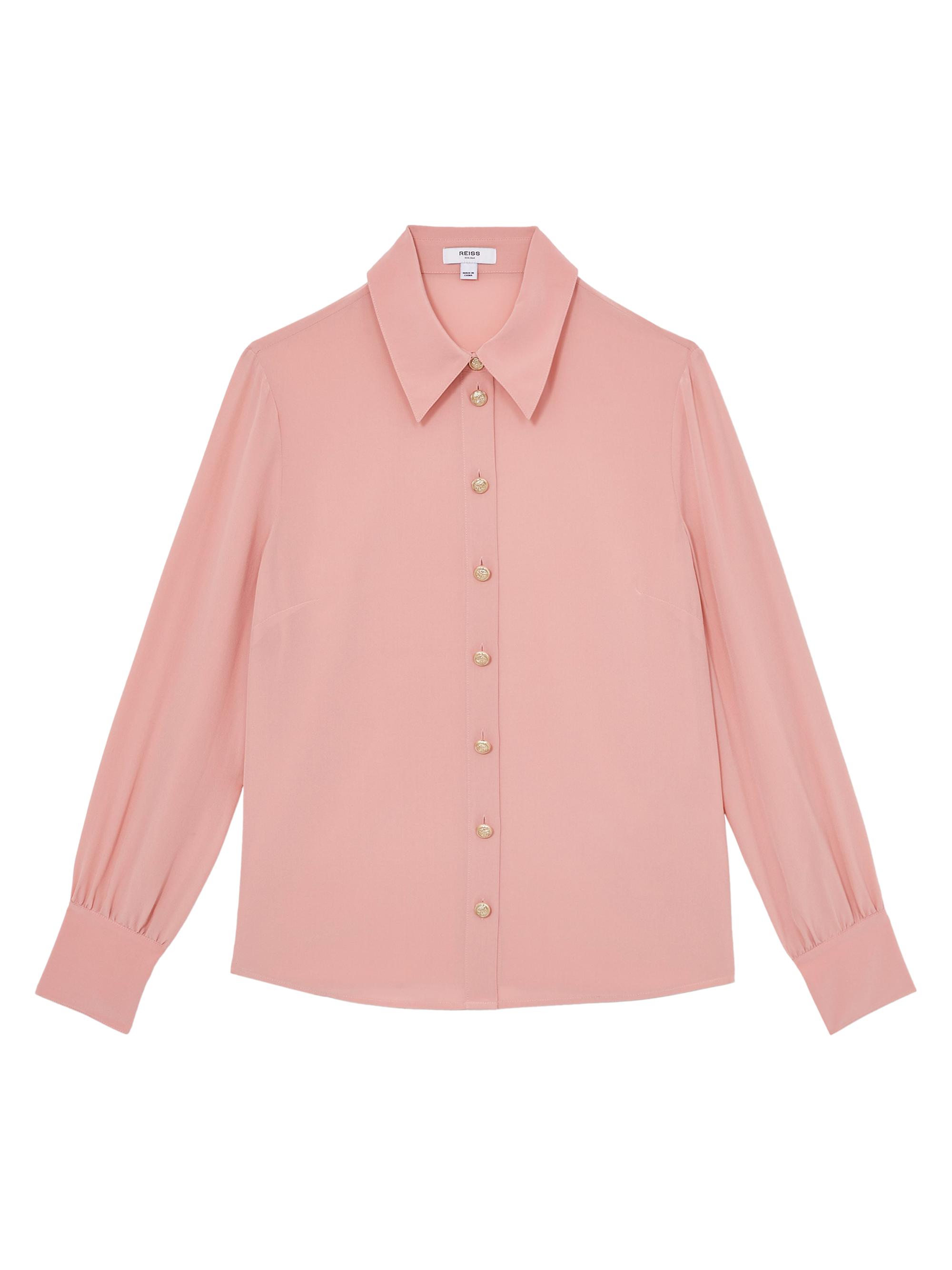 Reiss Women's Marlie Silk Shirt - Black Pink