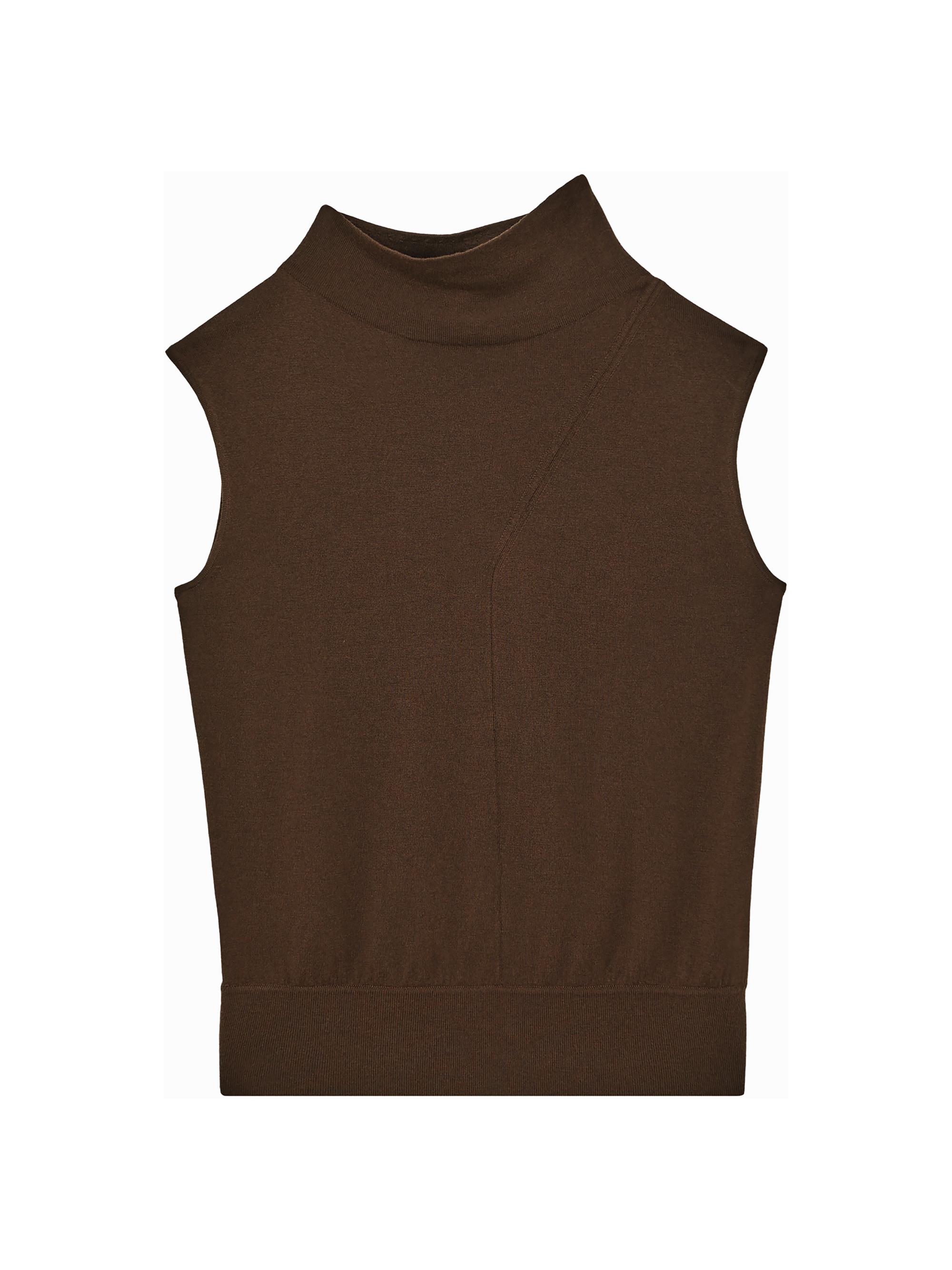 Reiss Women's Harper Mock Turtleneck Wool Top - Chocolate