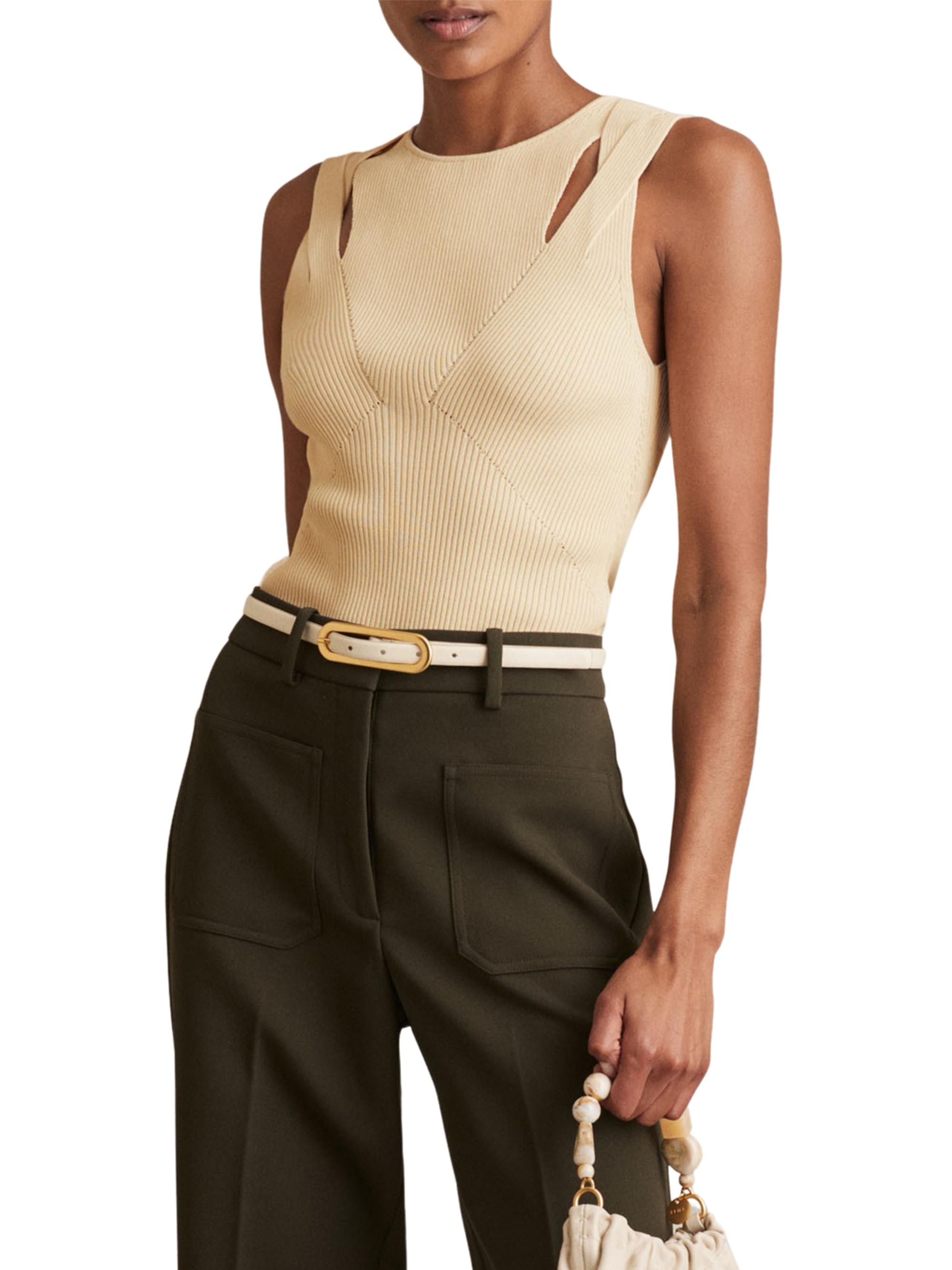 Reiss Rhylee Rib-Knit Cut-Out Sleeveless Top | Saks Fifth Avenue