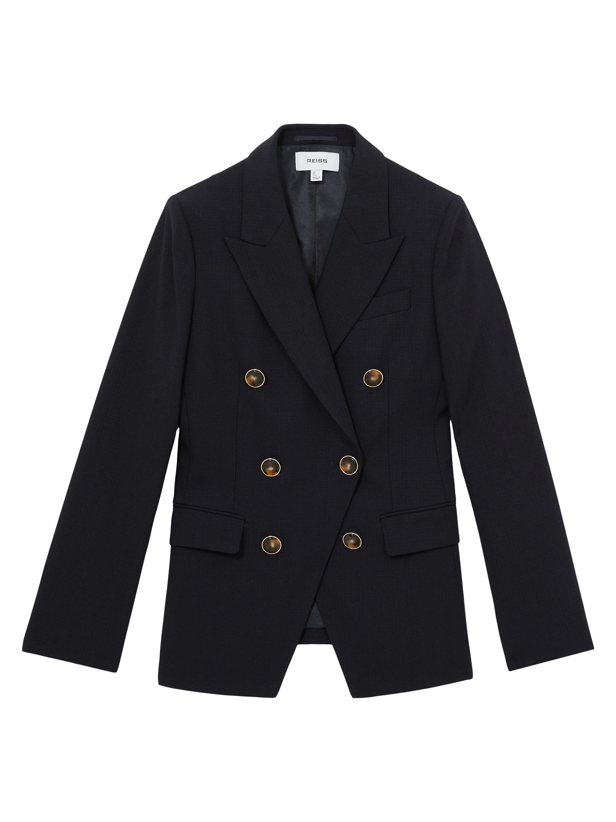 Reiss Women's Lia Wool-Blend Double-Breasted Coat - Navy