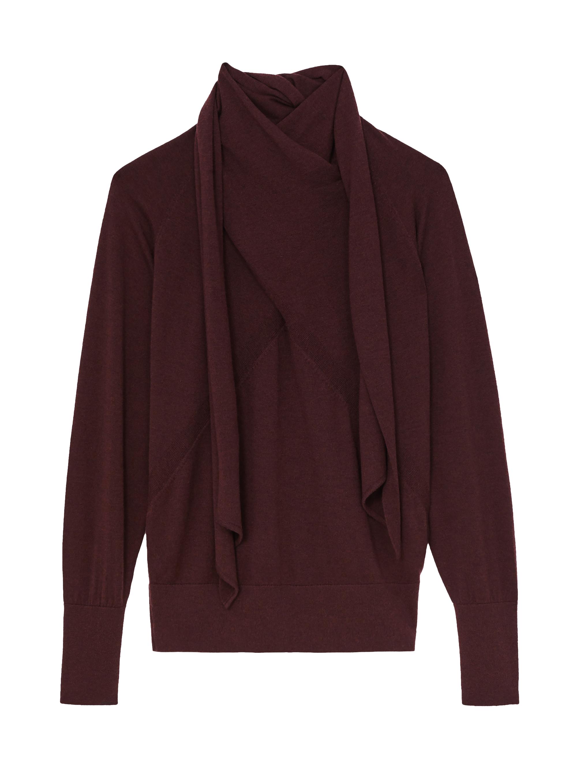 Reiss Women's Alexis Wool Scarf Sweater - Burgundy