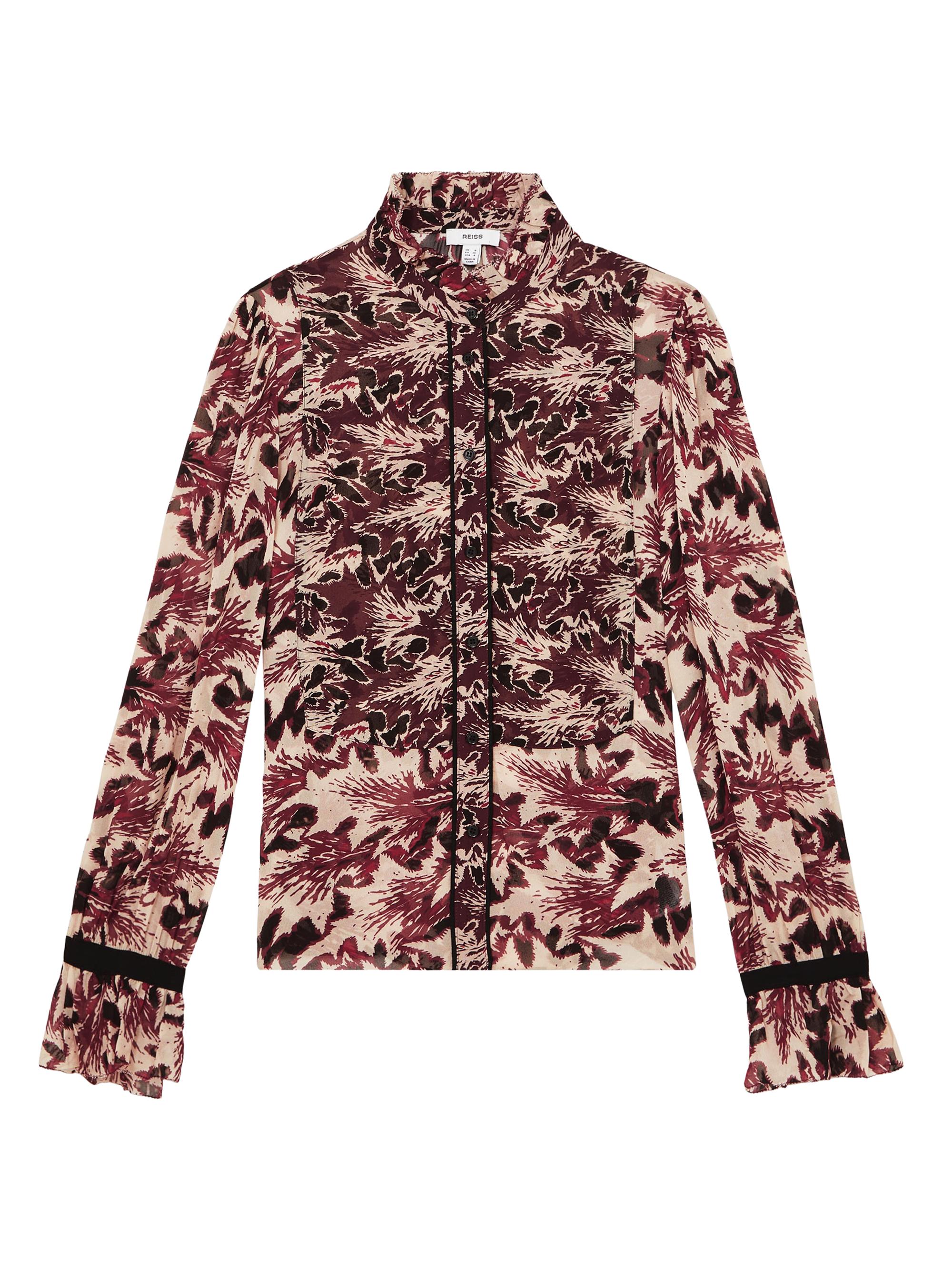 Reiss Women's Jules Printed Button-Front Shirt - Burgundy Cream