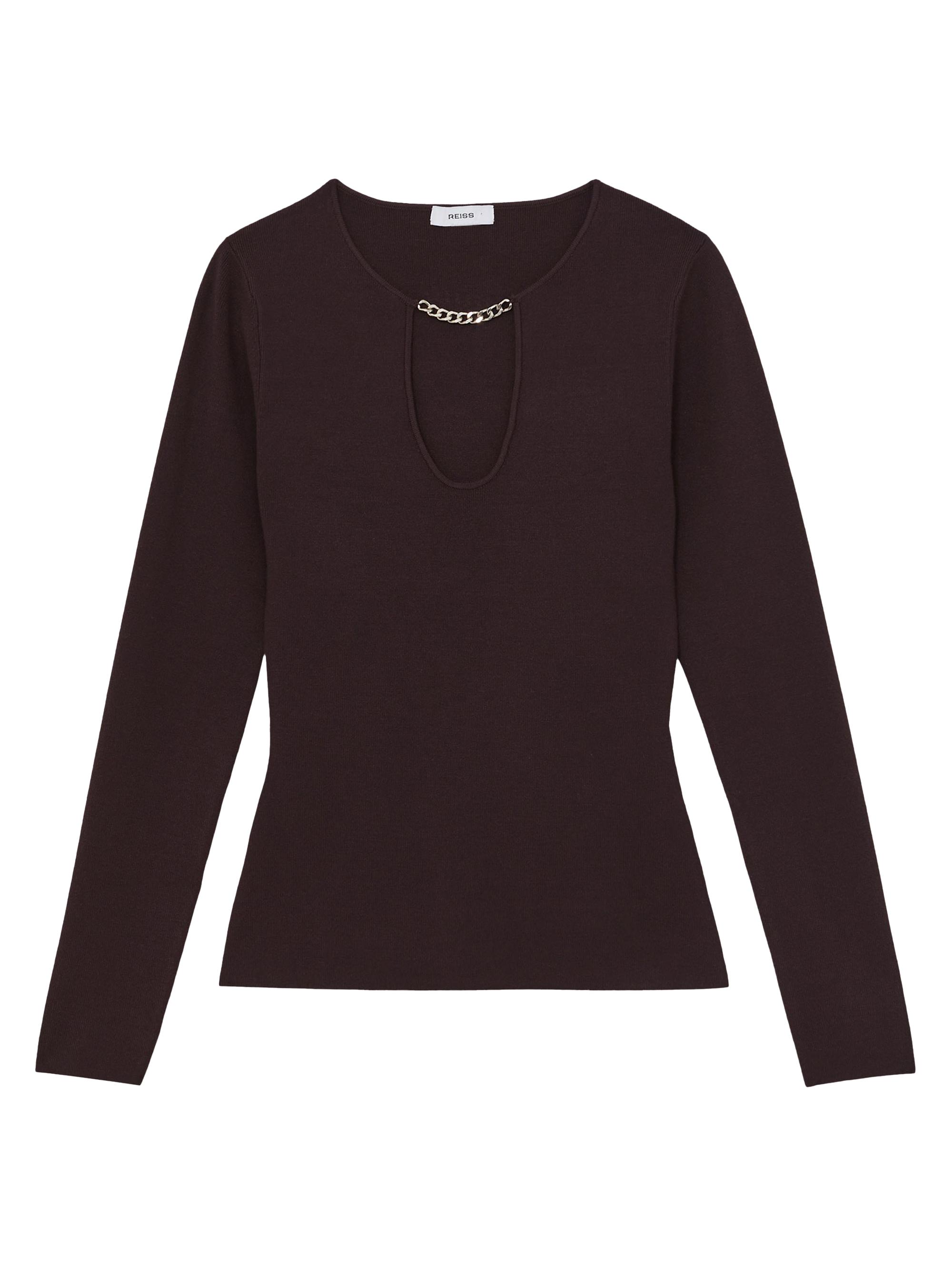 Reiss Women's Tilly Chain Cut-Out Top - Plum